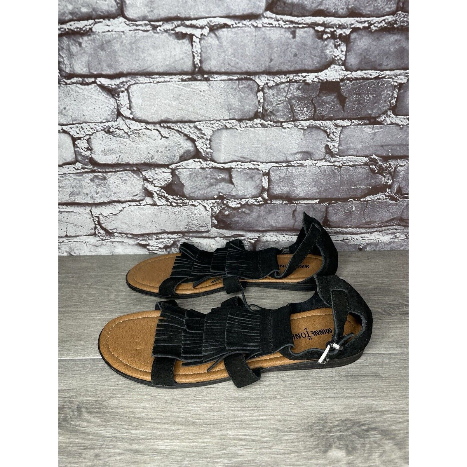 Minnetonka Minnetonka Maui 71302 Black Suede Leather Ankle Strap Flats Size US 10 / IT 40 - 17 Thumbnail