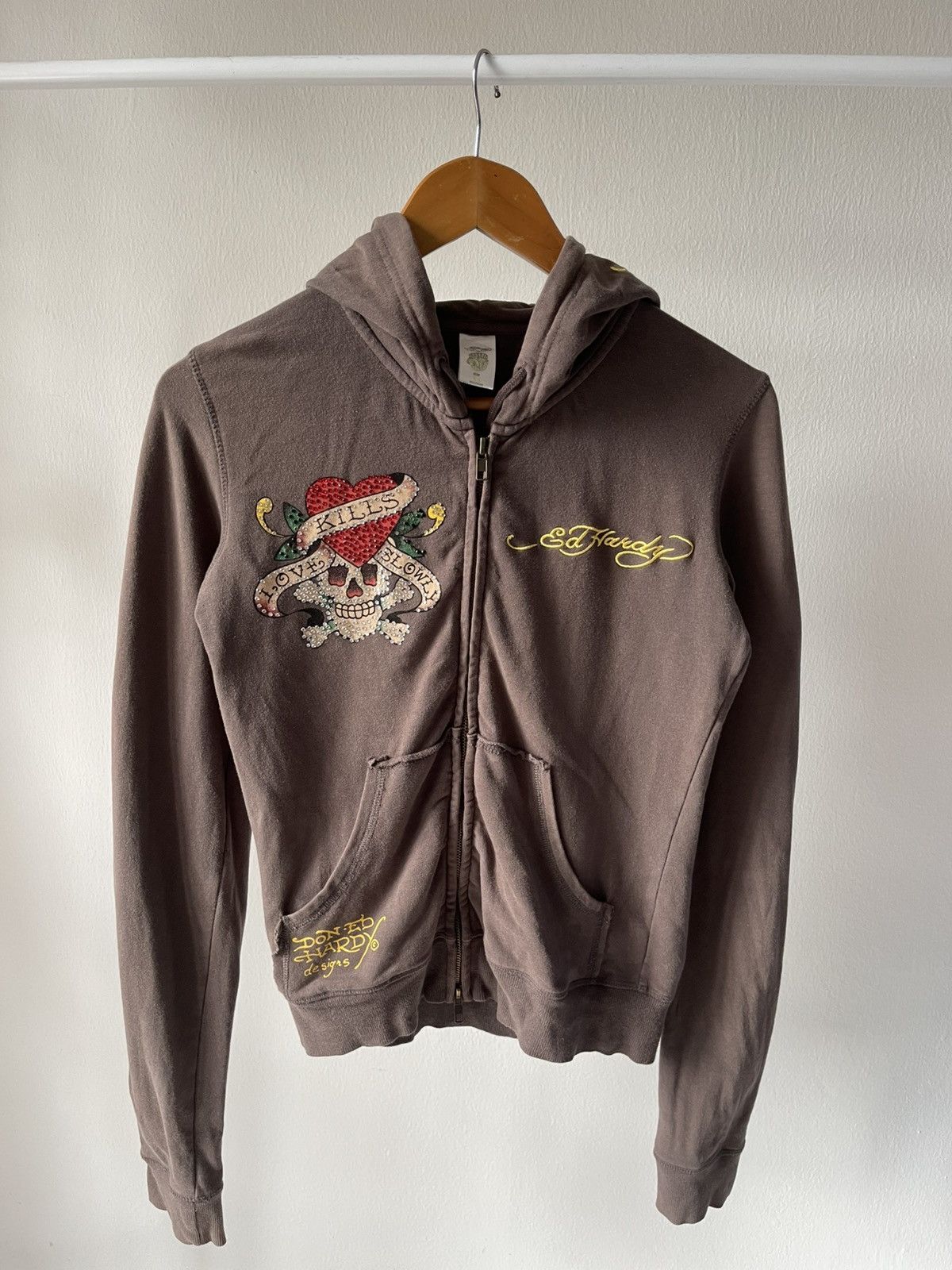 Ed Hardy 2000s Y2k Ed Hardy Skull Zip Hoodie Size US S / EU 44-46 / 1 - 4 Thumbnail