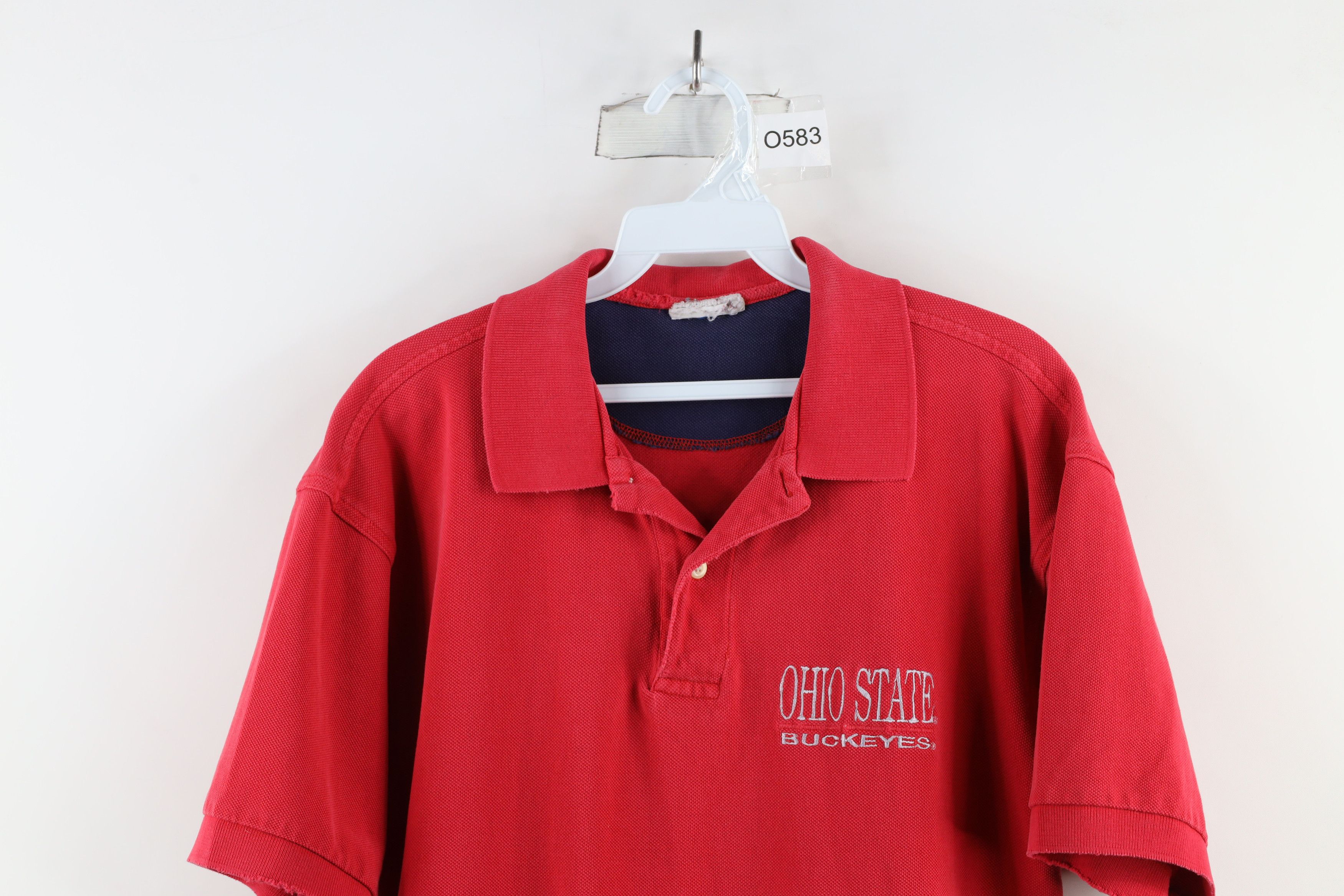 Vintage Vintage 90s Spell Out Ohio State University Polo Shirt Red Size US L / EU 52-54 / 3 - 2 Thumbnail