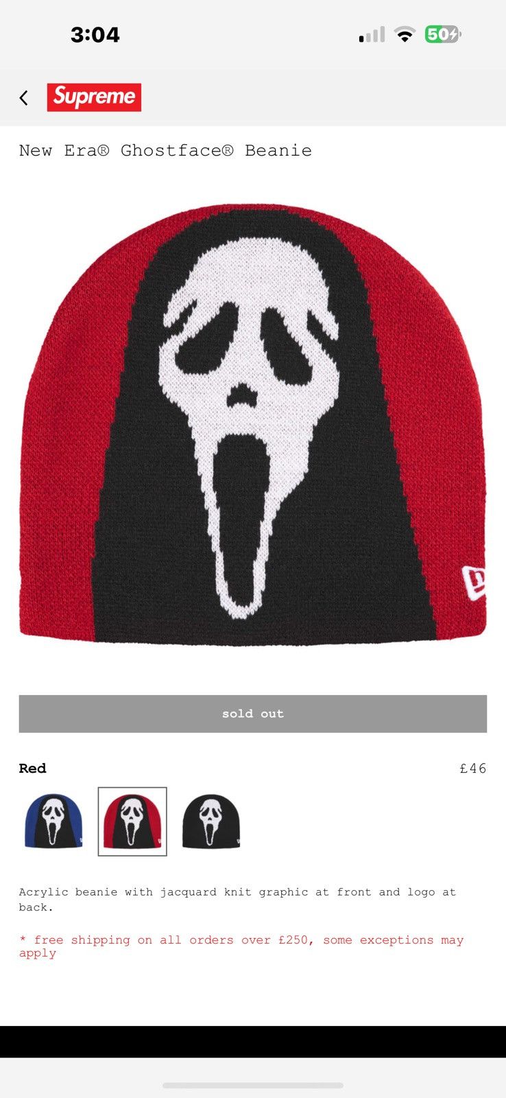 Supreme Supreme New Era® Ghostface® / Scream Beanie Size ONE SIZE - 6 Thumbnail