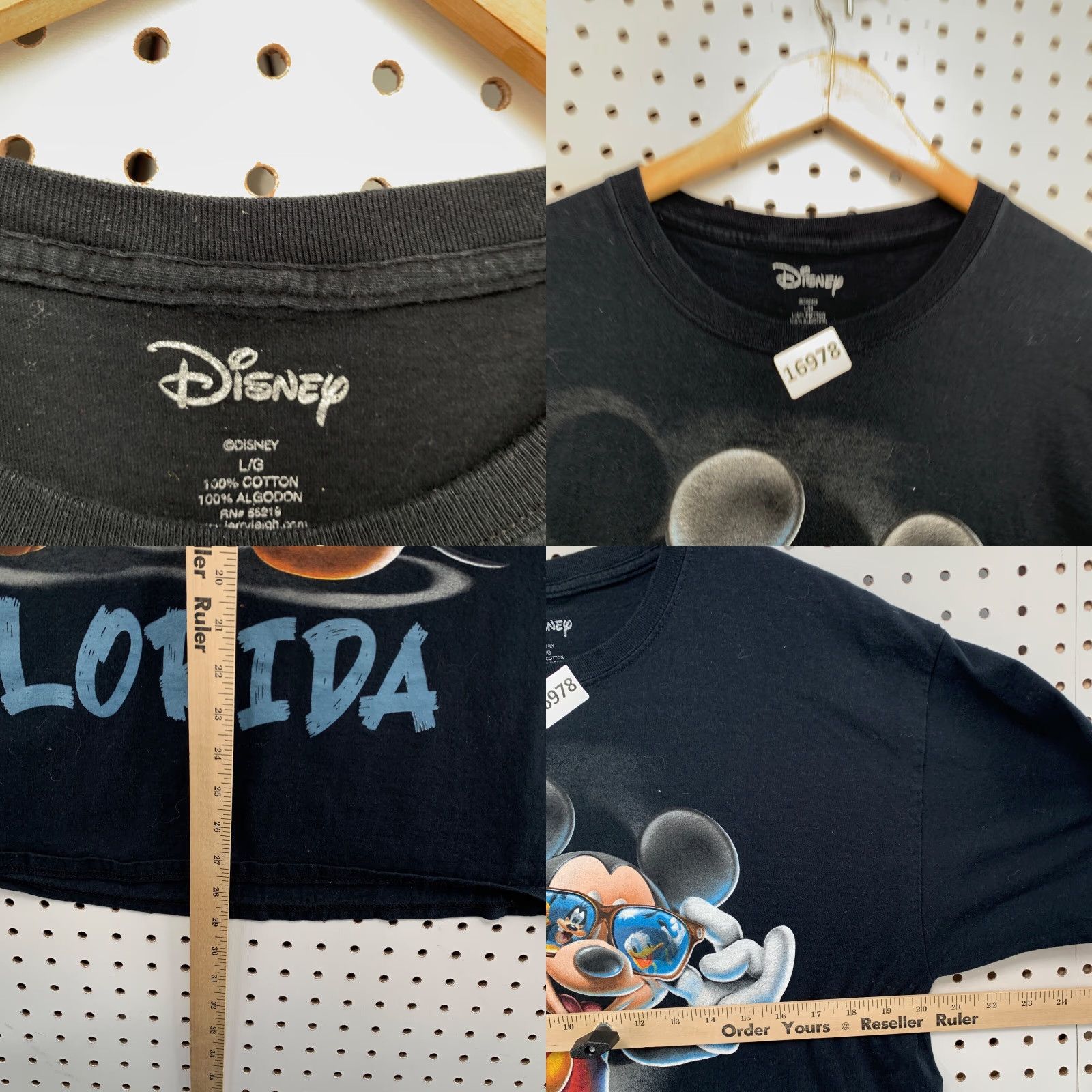 Disney Disney Mickey Mouse Florida Shirt Men L Short Sleeve Crew Neck 20X29 Black Cotton Disney T-Shirt Size US L / EU 52-54 / 3 - 8 Thumbnail