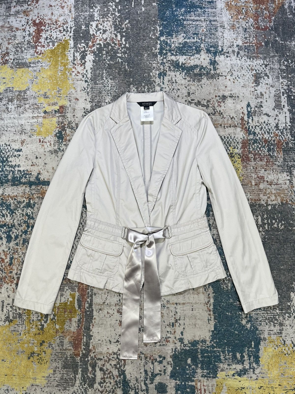 ATSURO TAYAMA Atsuro Tayama Cream Belt Tie Waist Blazer Size M / US 6-8 / IT 42-44 - 4 Thumbnail