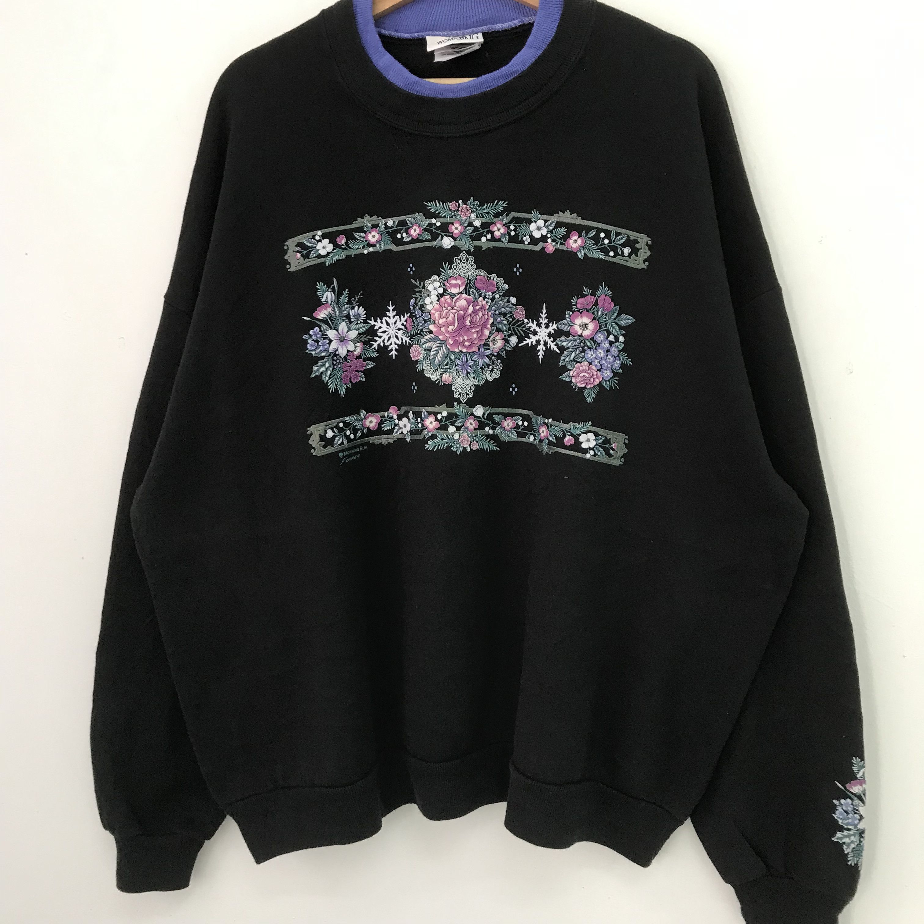 Vintage Vintage 90's Morning Sun Black Sweatshirt - 506 Size US XXL / EU 58 / 5 - 3 Thumbnail