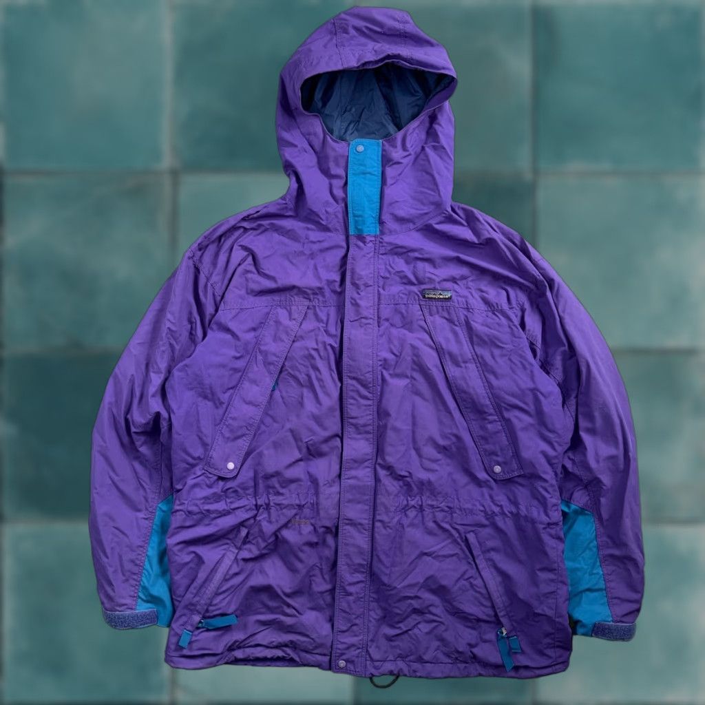 Patagonia VINTAGE Patagonia Hooded Jacket Mens L Purple Windbreaker 90s Rain Parka Zip Size US L / EU 52-54 / 3 - 1 Thumbnail