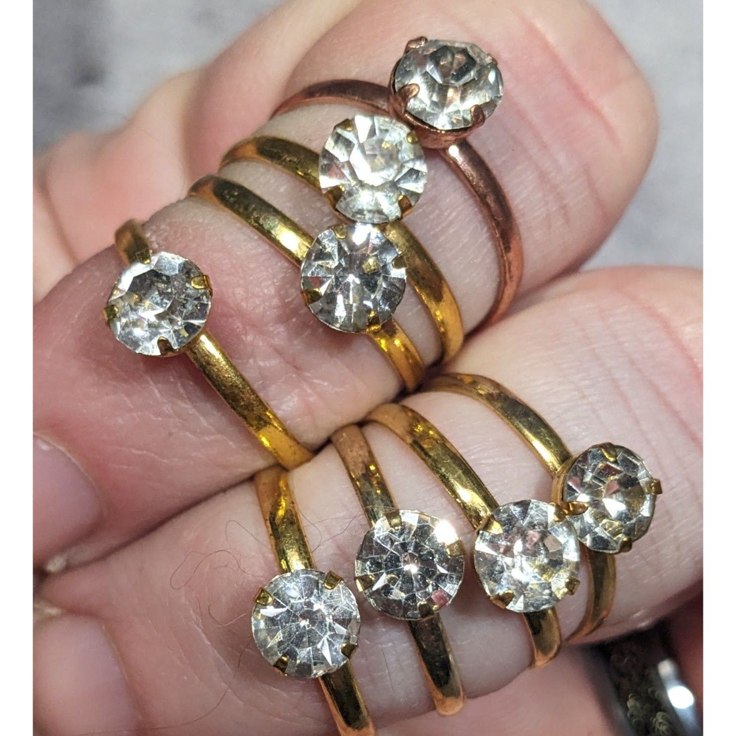 Other Casual Adjustable Large Rhinestone Gemmed Rings (8) Size ONE SIZE - 6 Thumbnail