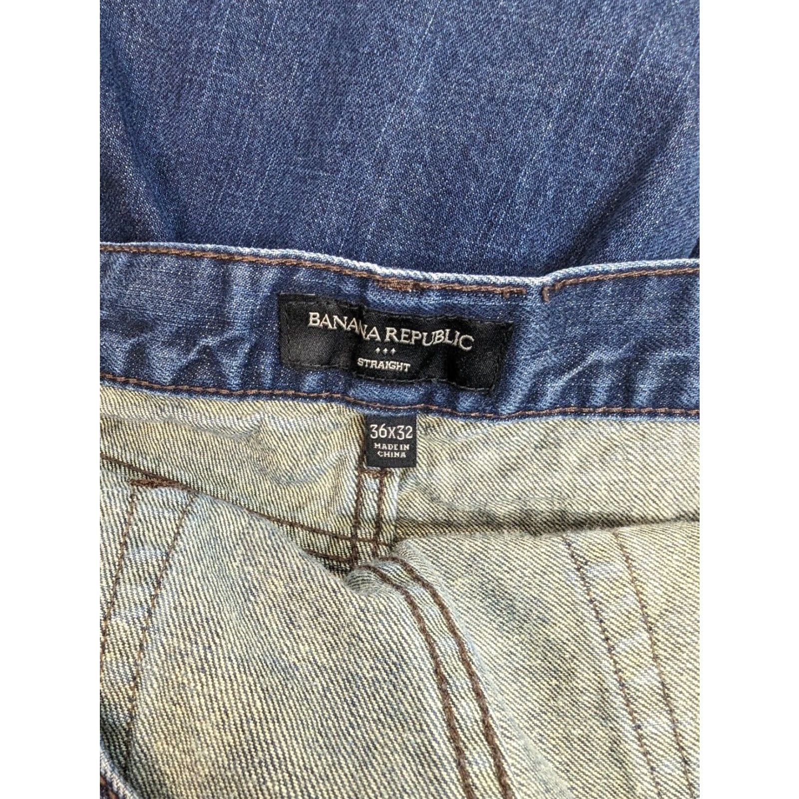 Banana Republic Banana Republic Jeans Straight Leg Mens 36x32 Dark Wash Blue 100% Cotton Denim Size US 36 / EU 52 - 7 Thumbnail
