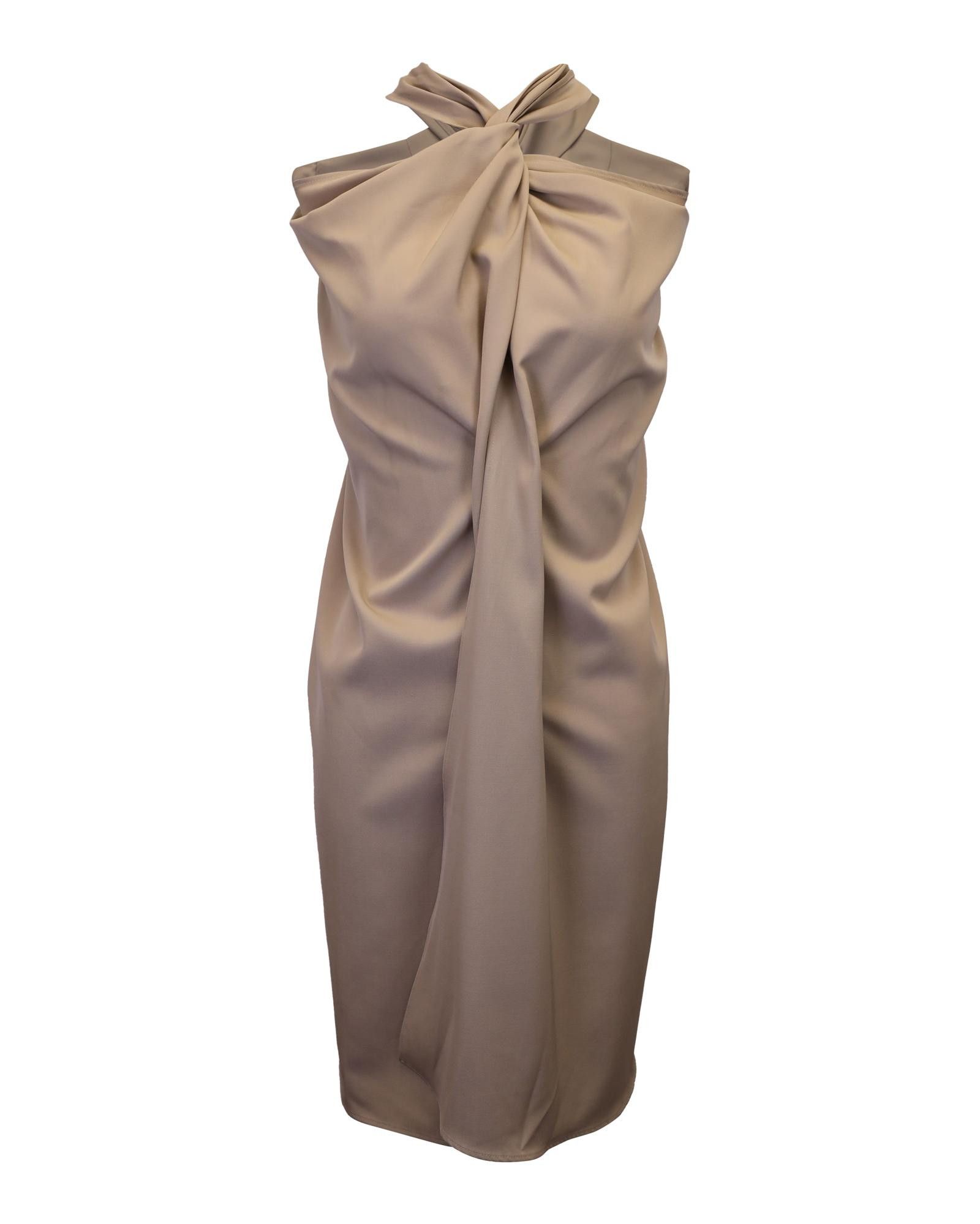 image of Twisted Halter Dress In Beige Wool By Max Mara, Women's (Size XS)