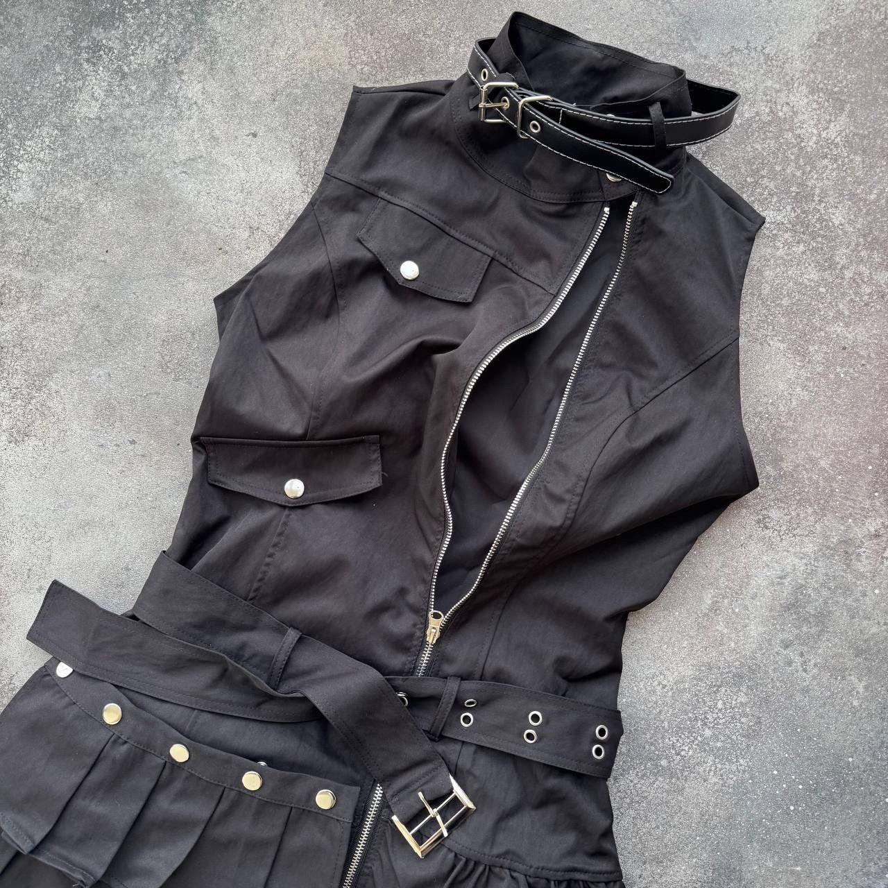If Six Was Nine Y2K Avant Garde Goth Emo Strap Belt Mini Dress Size M / US 6-8 / IT 42-44 - 3 Thumbnail