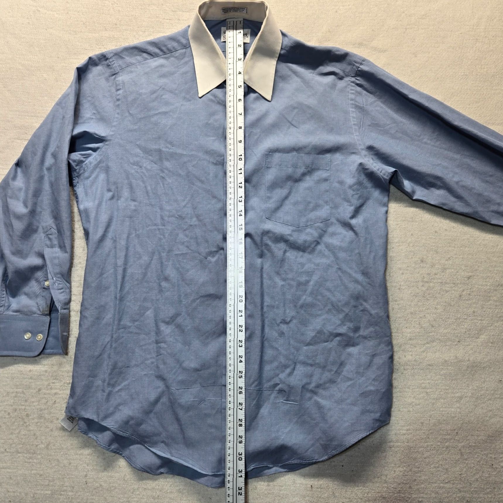 Sears VINTAGE Sears Shirt Mens Button-Up 16 32/33 Blue Long Sleeve Striped Classic 90s Theme Pockets Collared Size US L / EU 52-54 / 3 - 6 Thumbnail