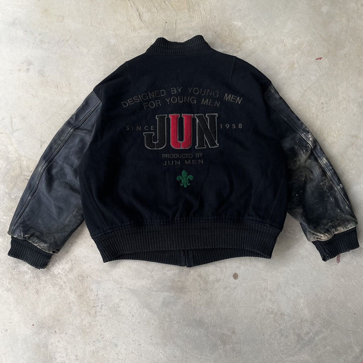 Issey Miyake JunMen By Jun Takahashi Sleeve Leather Varsity Bomber Jacket Size US M / EU 48-50 / 2 - 1 Thumbnail
