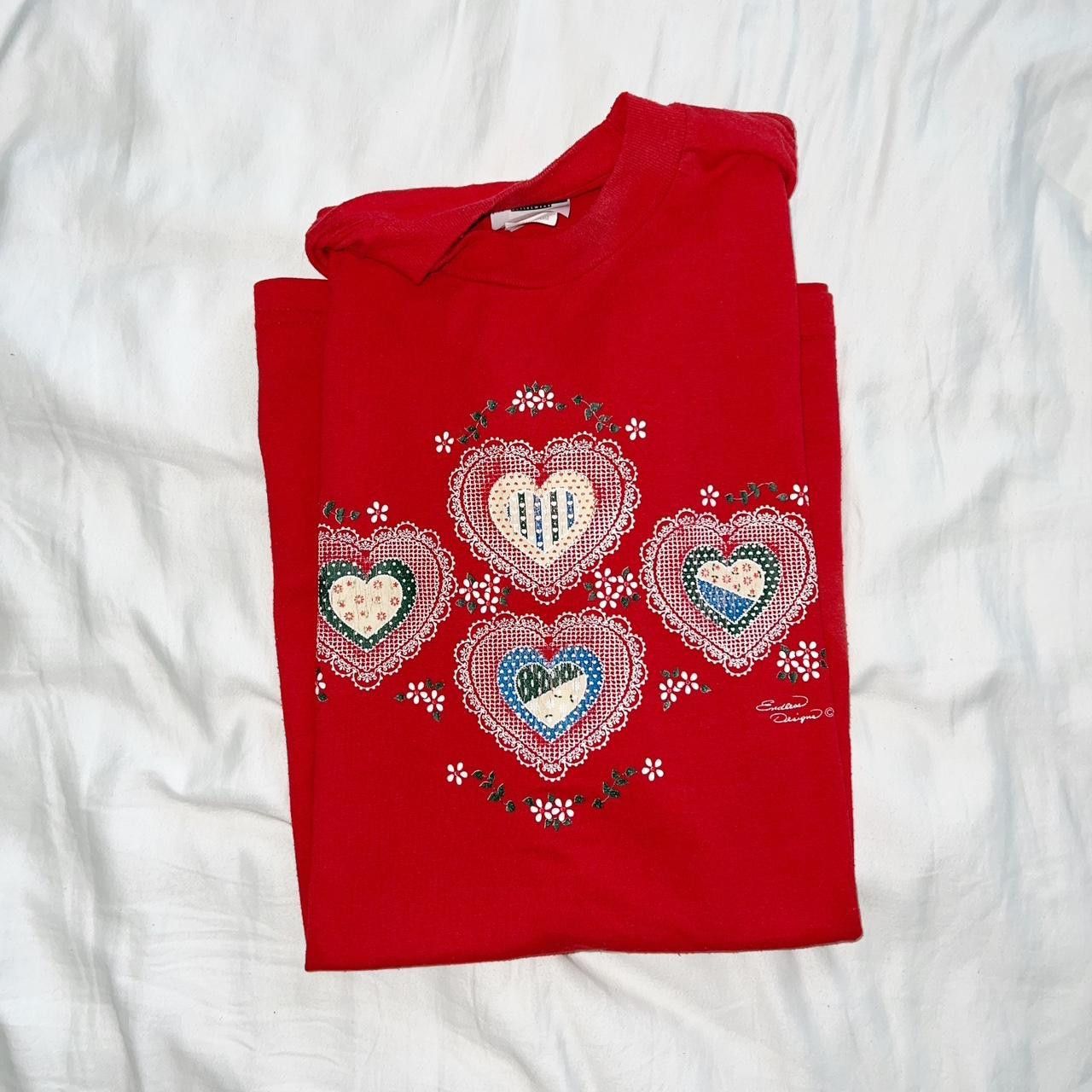 Jerzees Vintage 90s Red and white tshirt Size L / US 10 / IT 46 - 1 Thumbnail