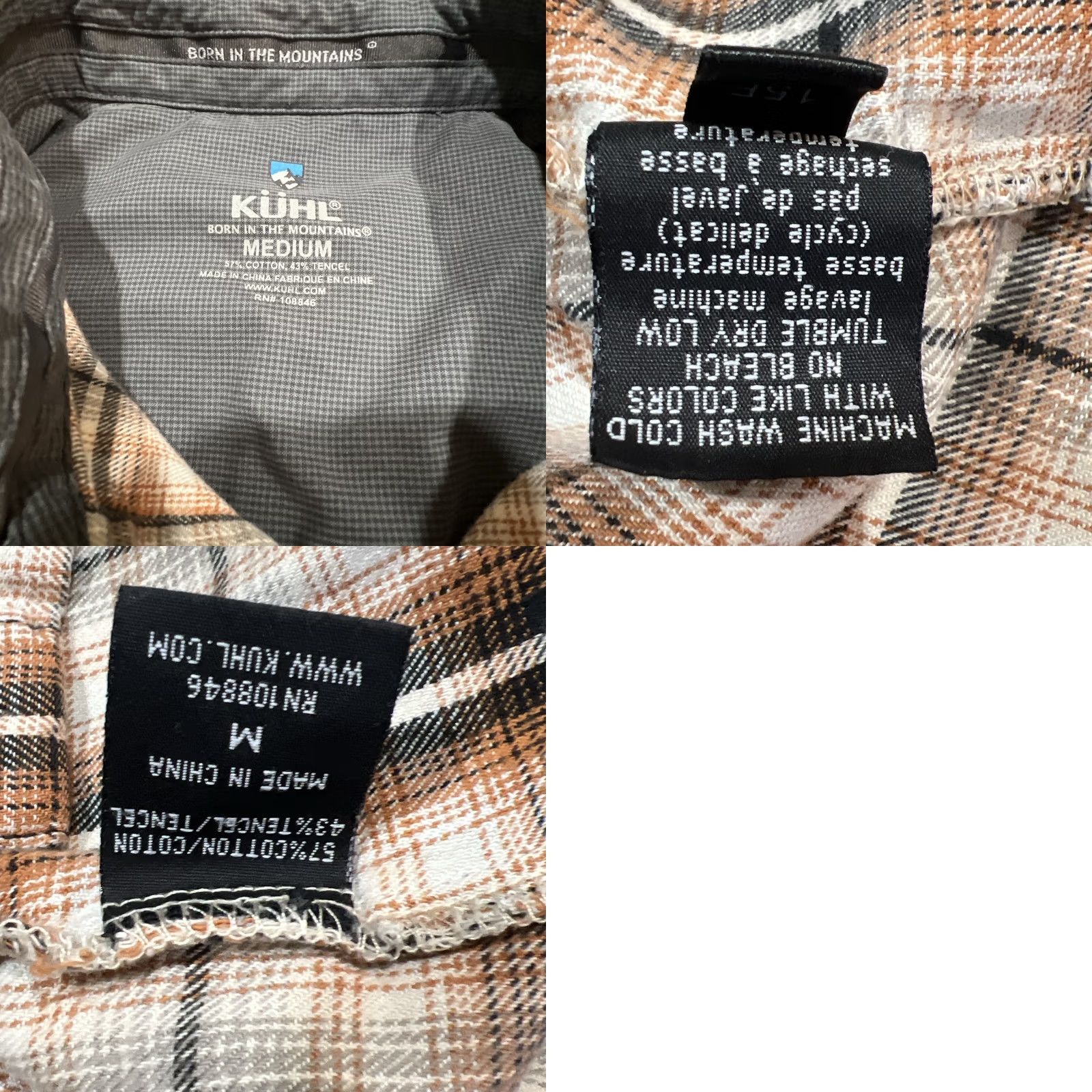 Vintage Kuhl Shirt Mens M Plaid Cotton Tencel Flannel Outdoor Browns Black Button-Up Casual Lightweight Pockets Size US M / EU 48-50 / 2 - 9 Thumbnail
