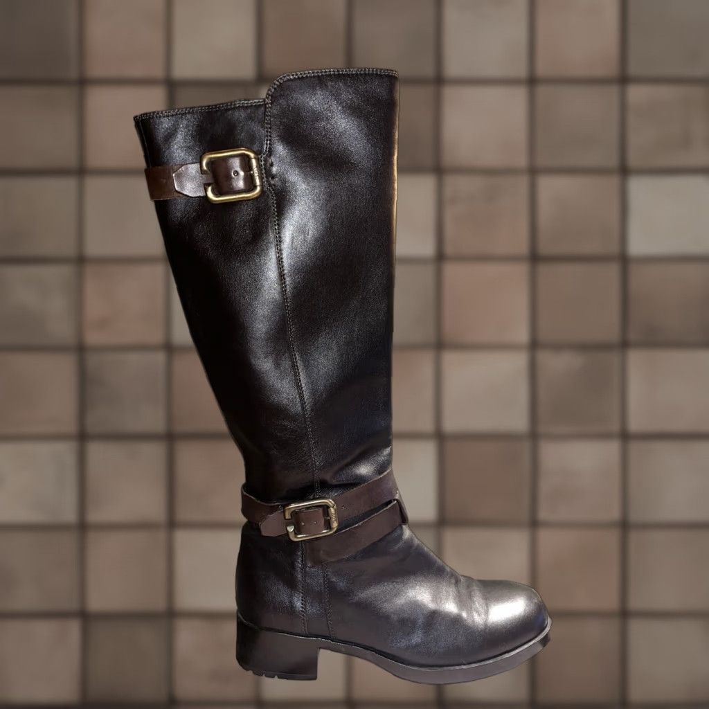 AGL AGL Women's Brown Leather Knee High Boots Size 8 US Buckle Zipper Casual Size US 8 / IT 38 - 1 Thumbnail