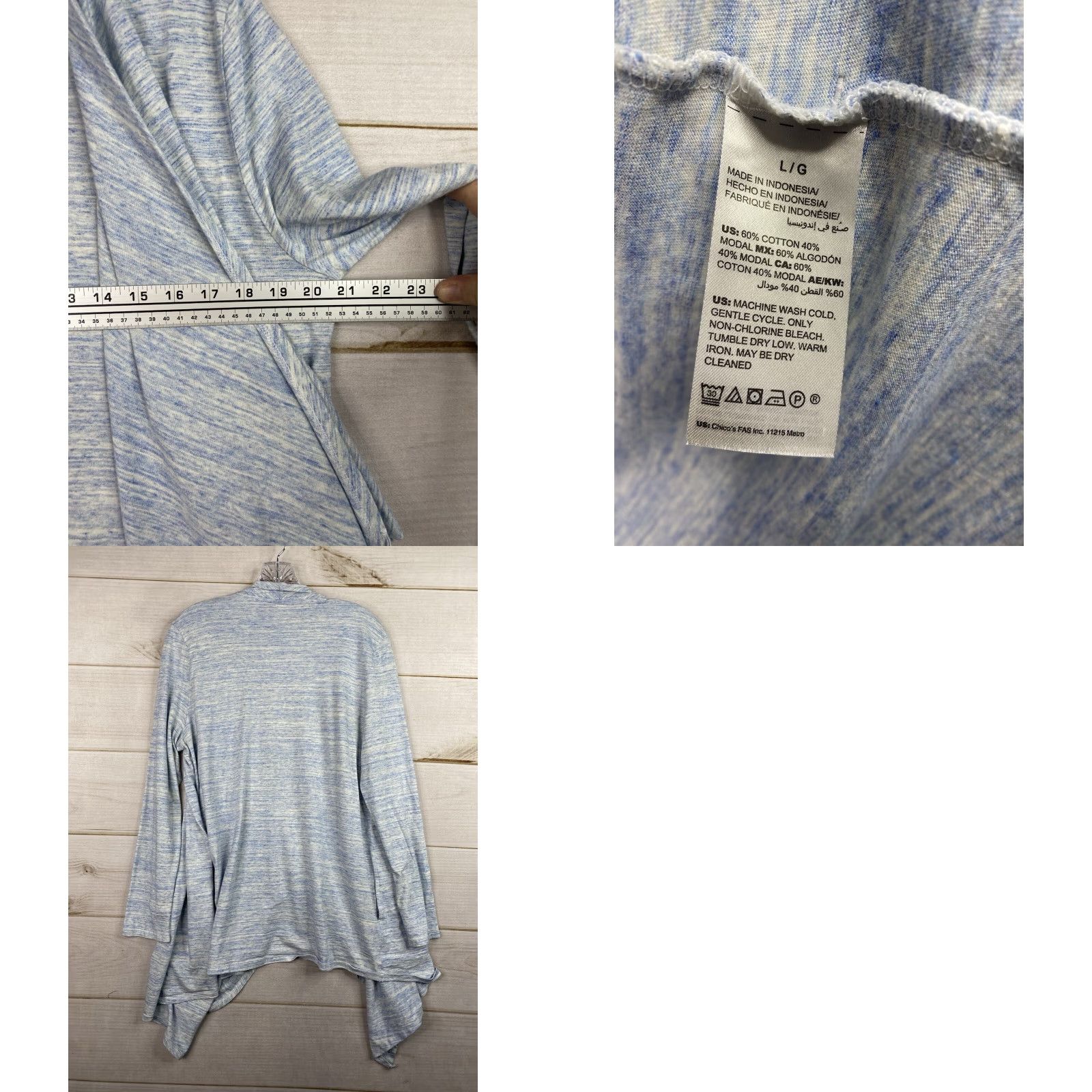 Vintage Soma Cardigan Duster Shirt Womens L Heather Sky Blue Open Front Casual Travel Comfort Ultra Soft Slub Terry Knit Size L / US 10 / IT 46 - 8 Thumbnail