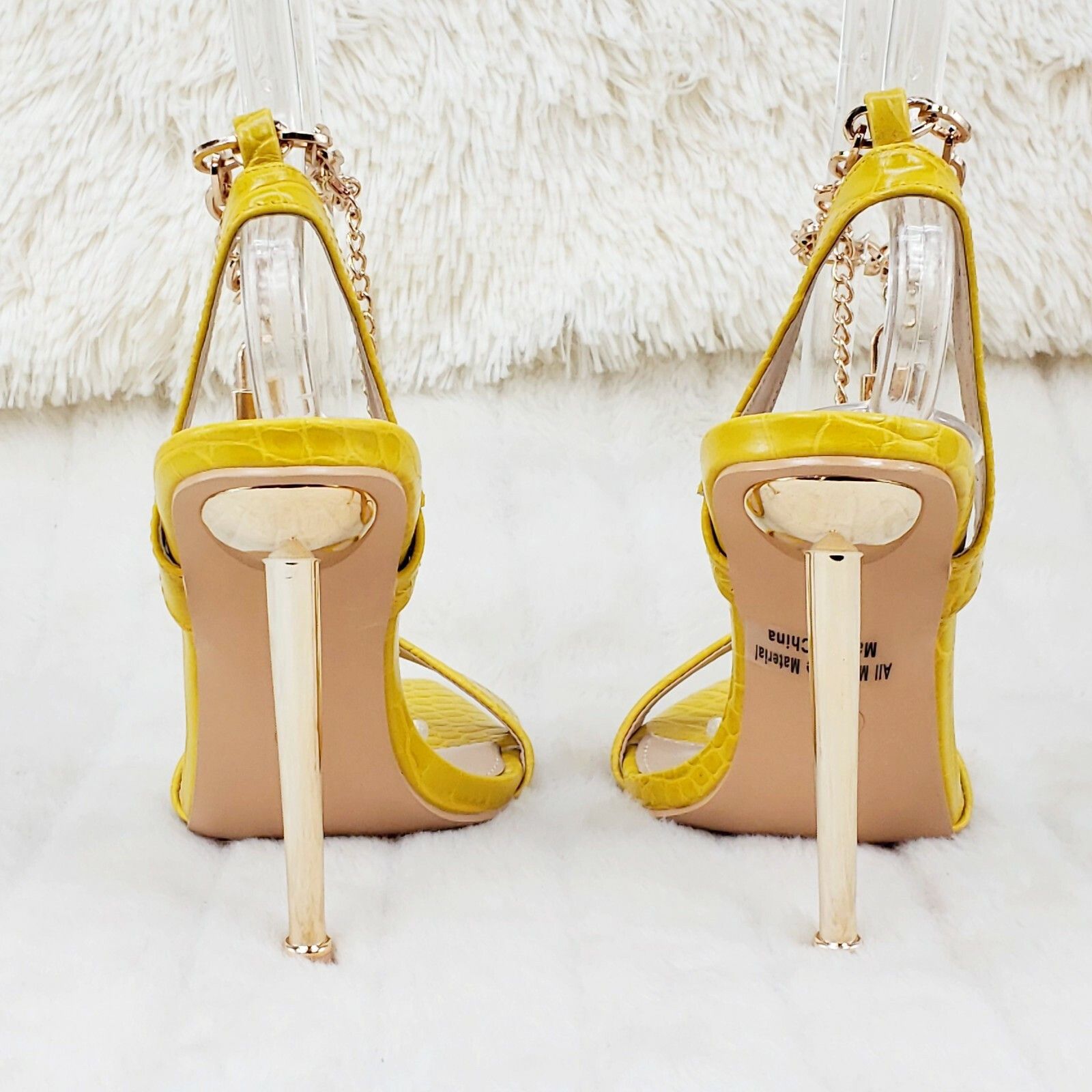 Other Nicely Pad Lock Chain Strap High Heels Metal Toe Tip Shoes Y Size US 9 / IT 39 - 5 Thumbnail