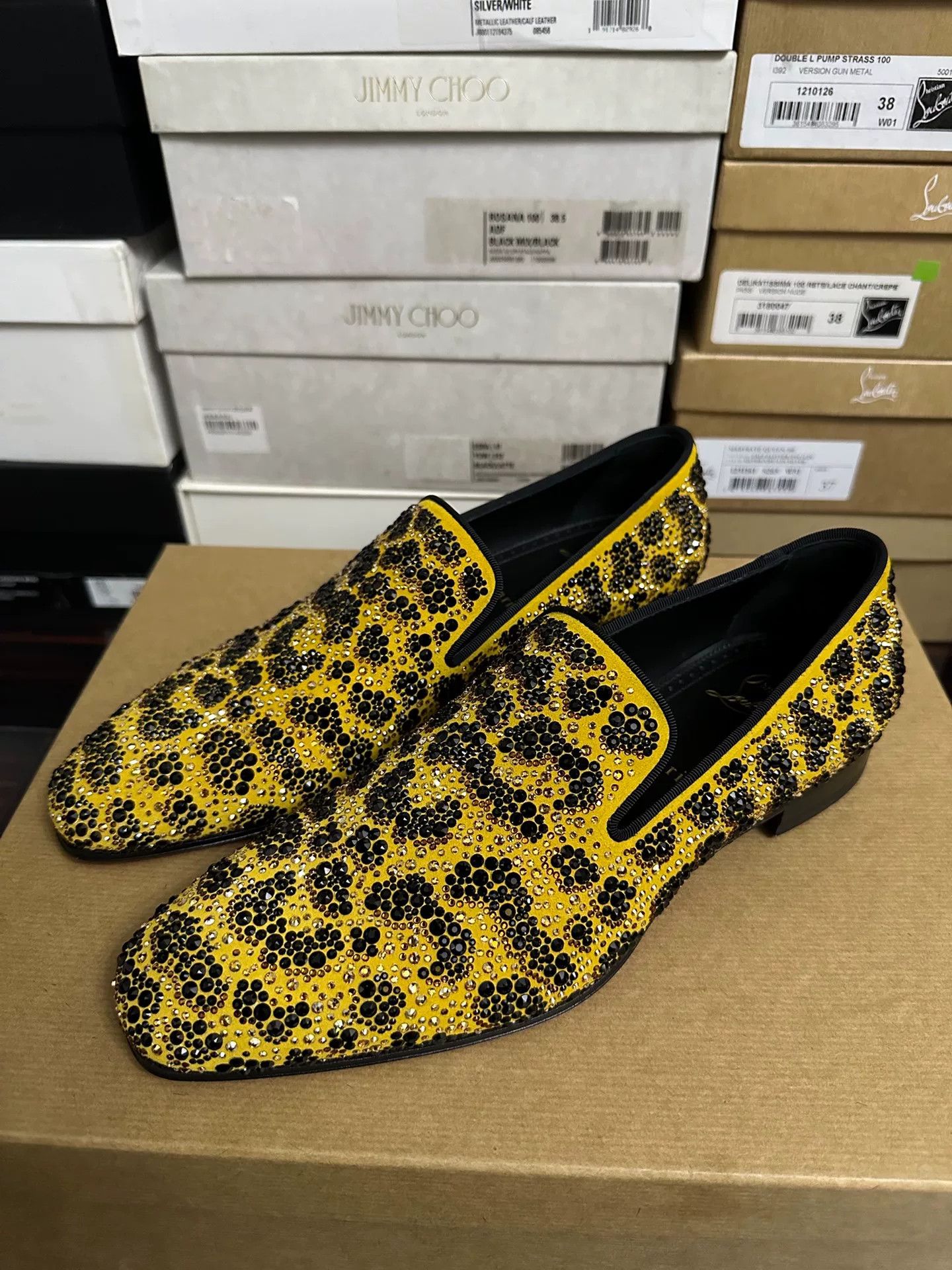 Christian Louboutin Christian Louboutin Men's Leopard Crystal Shoes Size US 7 / EU 40 - 1 Thumbnail