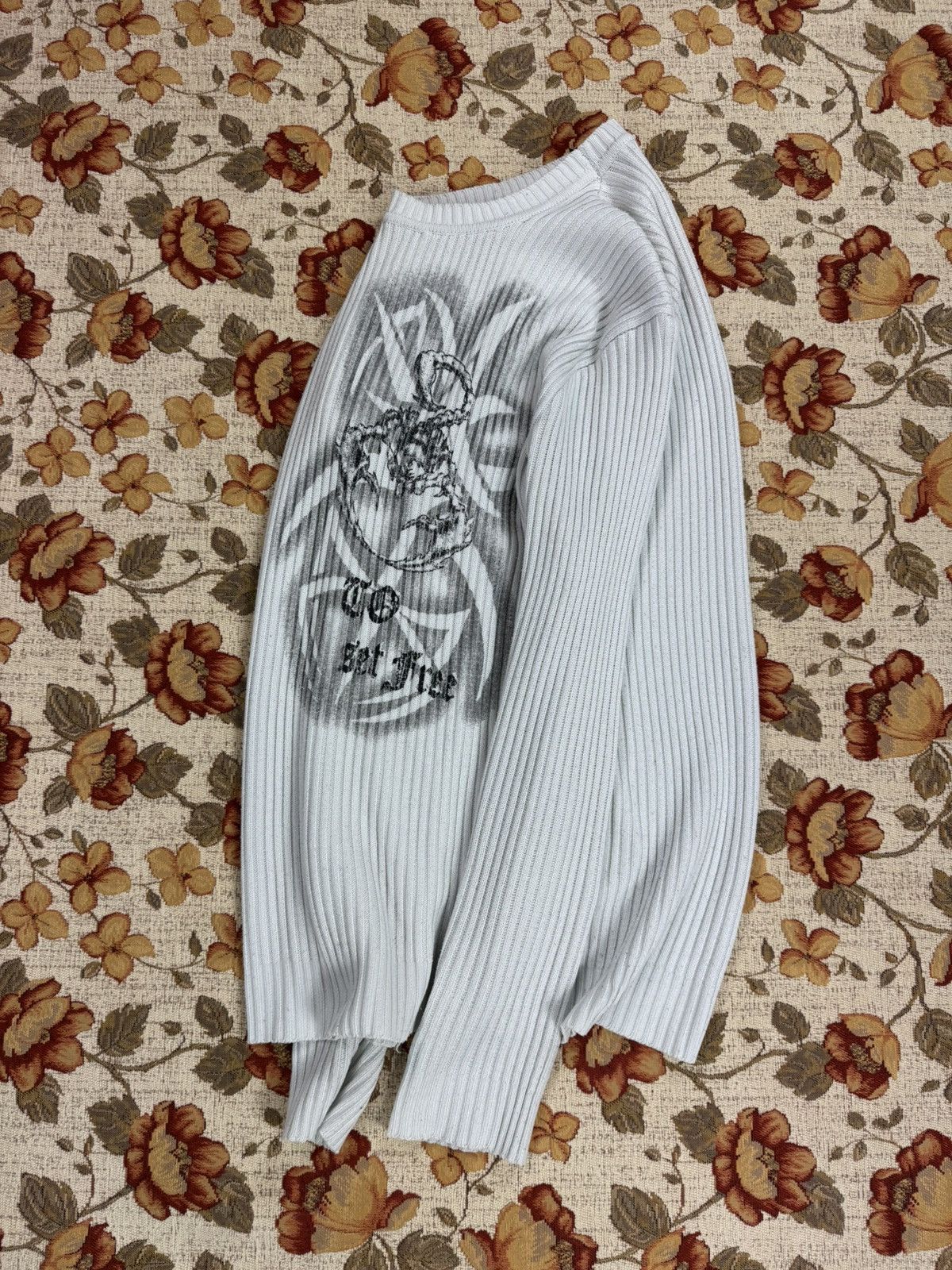 Japanese Brand Japanese Scorpion print 3D Knit White y2k tribal swag drip Size US L / EU 52-54 / 3 - 4 Thumbnail
