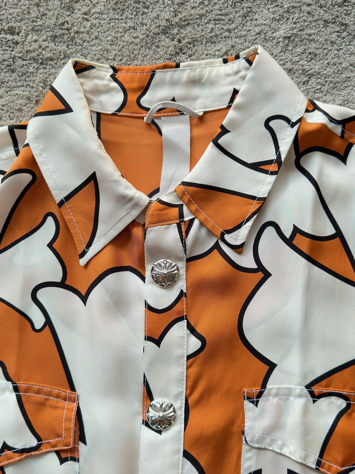 Chrome Hearts CHROME HEARTS St Barth orange cross print silk shirt Size US L / EU 52-54 / 3 - 5 Thumbnail
