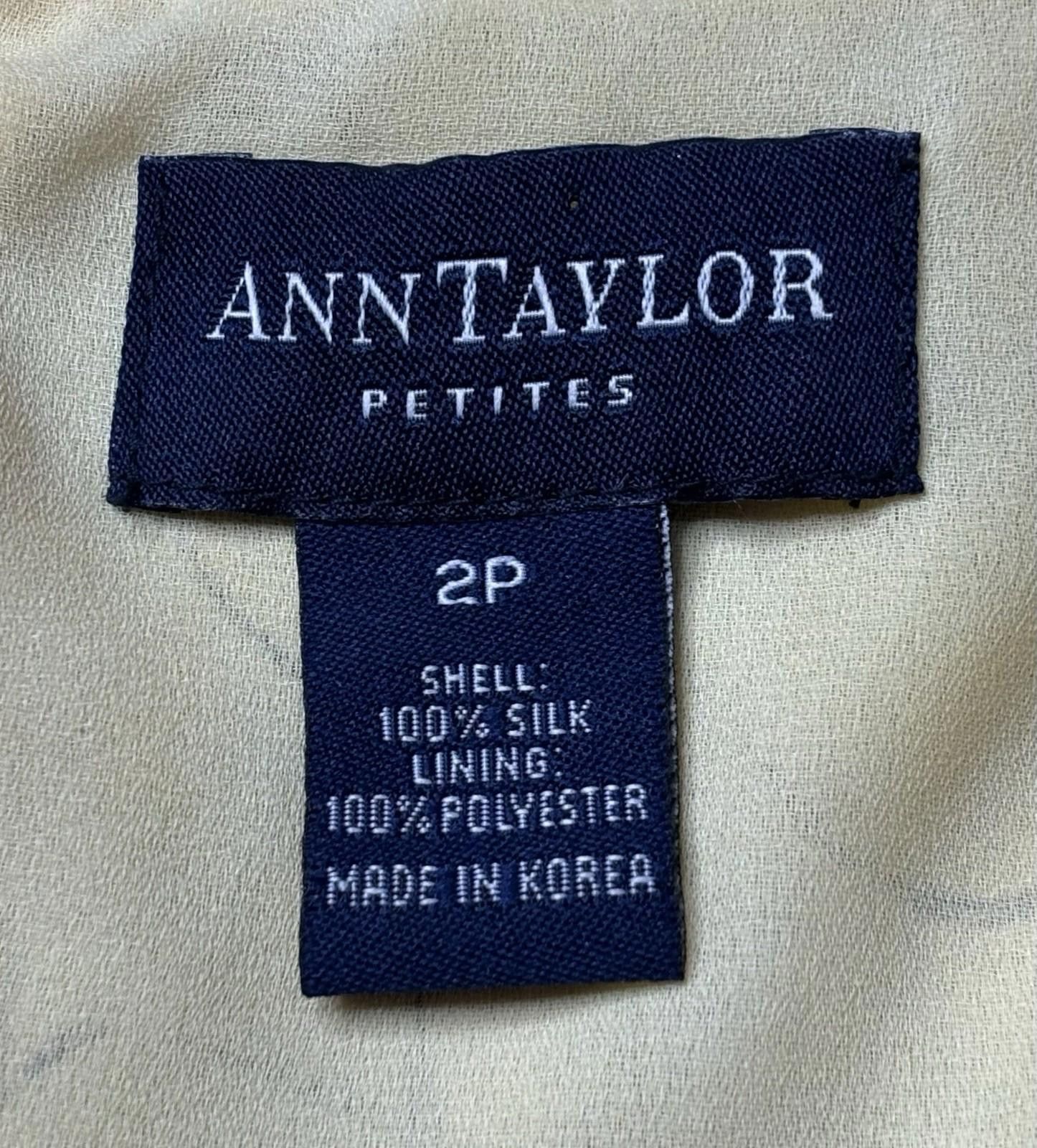 Ann Taylor VTG Ann Taylor Silk Top Womens 2P Floral Tulle Cross Front Size XS / US 0-2 / IT 36-38 - 2 Thumbnail