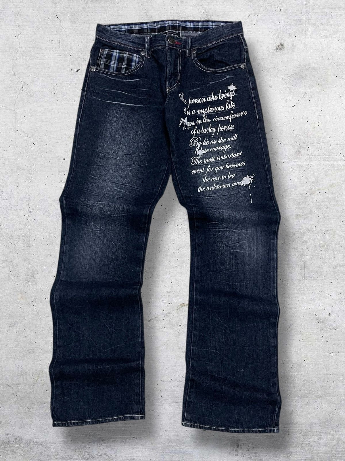 Hysteric Glamour 90S DOUBLE FOCUS JAPAN DESIGNER ‘POEM’ GRUNGE WORDING DENIM Size US 29 - 1 Thumbnail