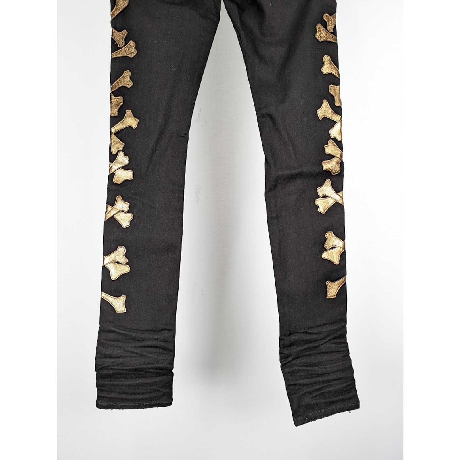 Amiri o1rshd1 Bones Jeans in Black/Gold Size US 28 / EU 44 - 14 Thumbnail