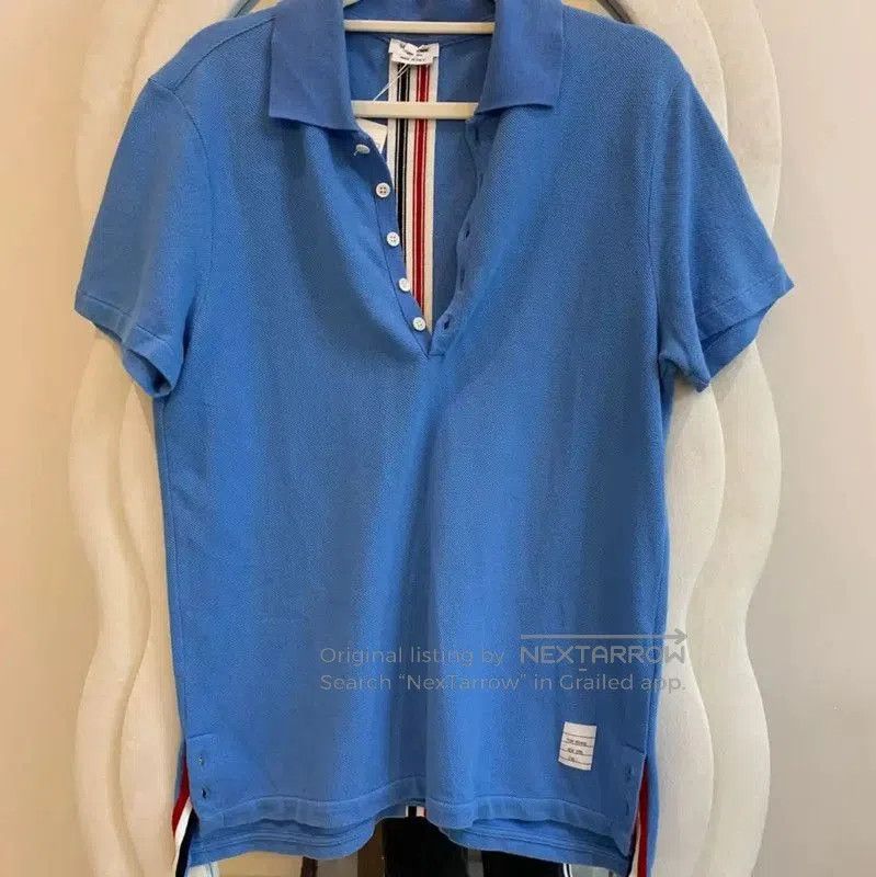 Thom Browne Thom Browne Blue Cotton Short Sleeve Polo . Size US M / EU 48-50 / 2 - 1 Thumbnail