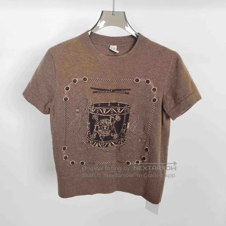 Hermes Hermes beige lock rope knot embroidery wool knitted sweate Size XS / US 0-2 / IT 36-38 - 1 Thumbnail