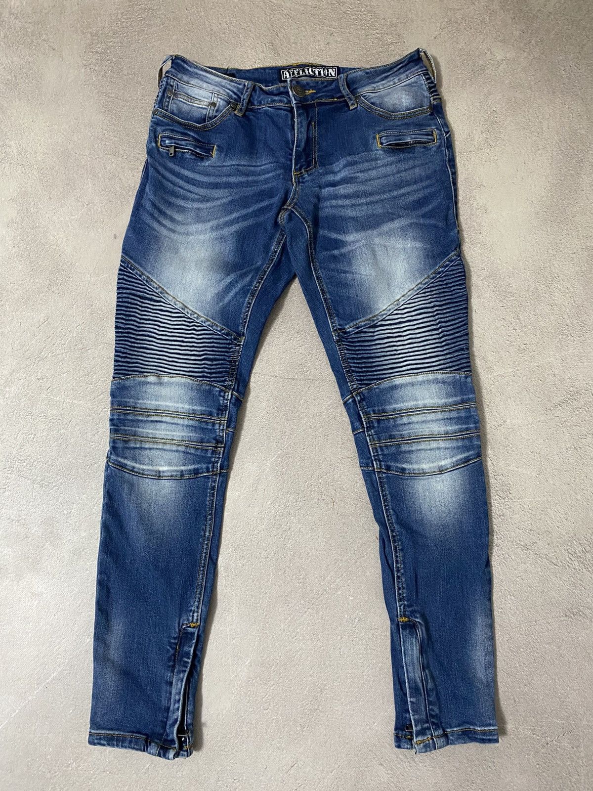 Affliction × Japanese Brand Affliction balmain bike style jeans pants y2k Size 29" - 1 Thumbnail