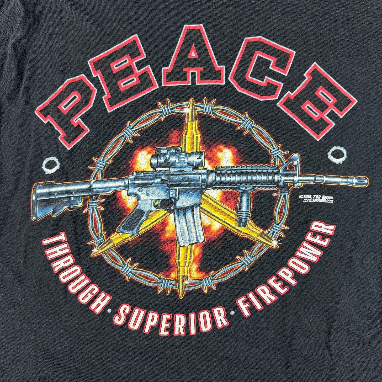 Vintage Peace Through Superior Firepower Shirt XL Size US XL / EU 56 / 4 - 1 Thumbnail