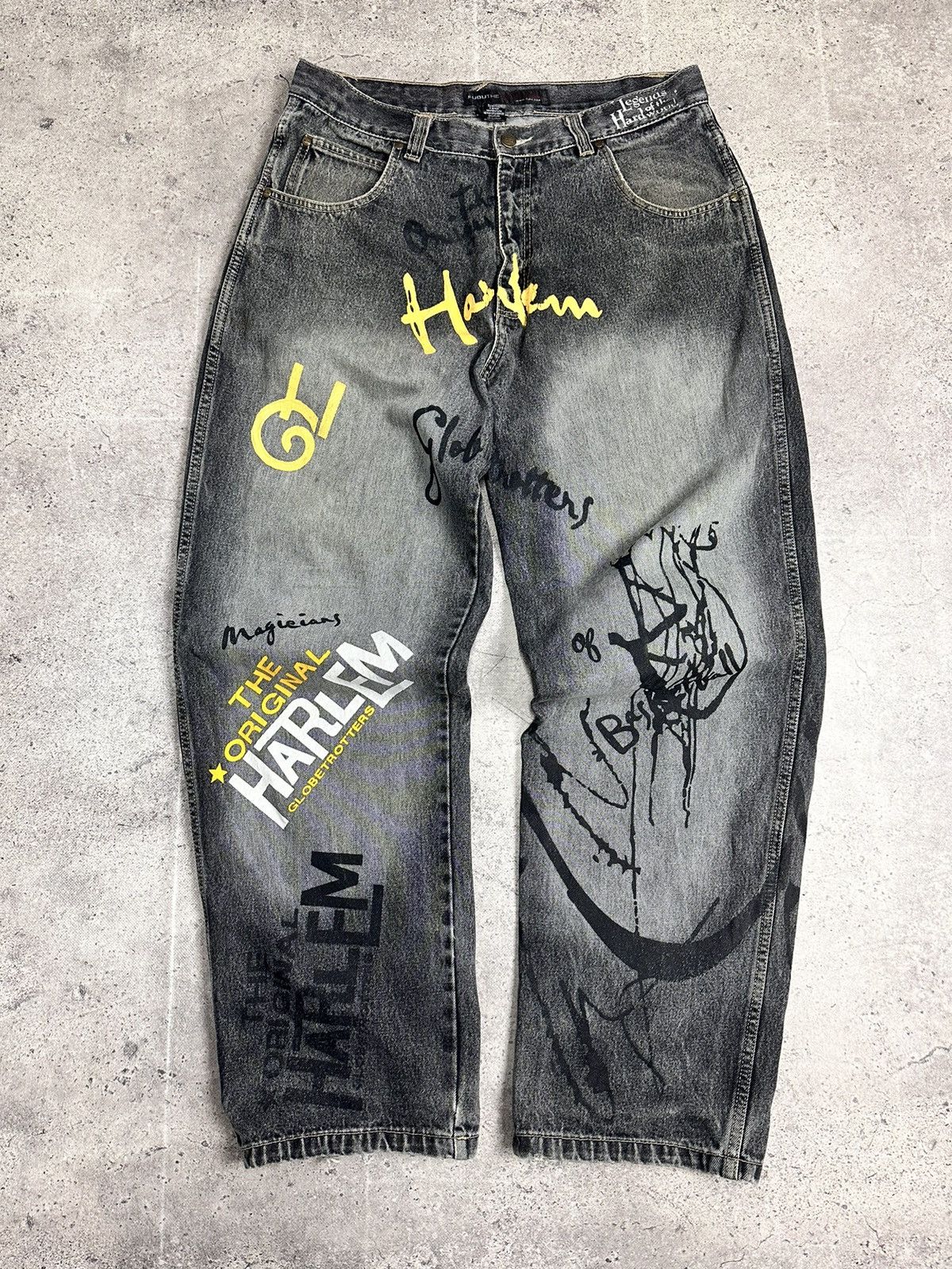 Fubu Fubu Black Baggy Denim Jeans Hip Hop 90s Street JNCO Size US 36 / EU 52 - 1 Thumbnail
