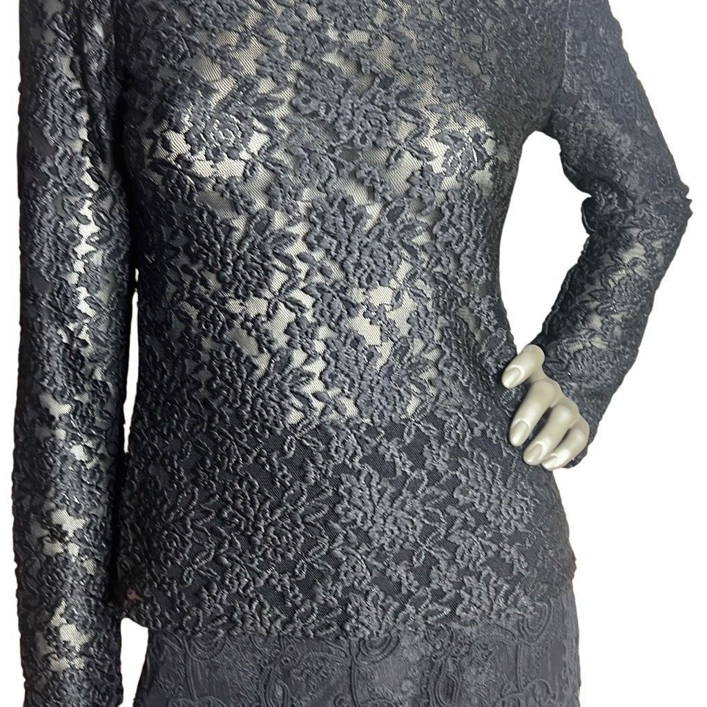 Cosa Nova Kova & T Black Lace Long-Sleeve Top Size S / US 4 / IT 40 - 3 Thumbnail