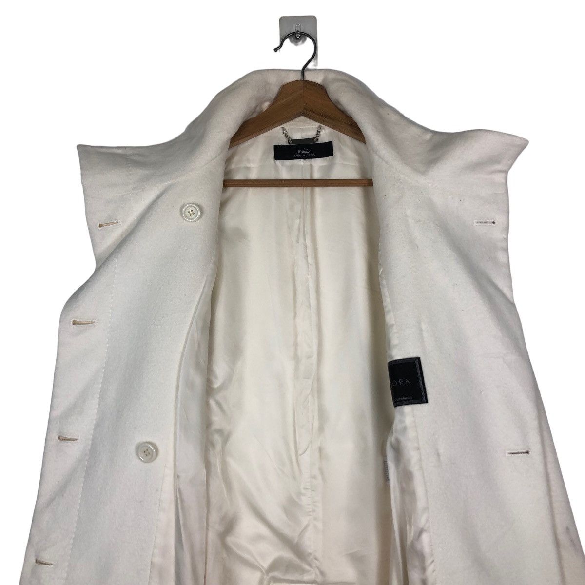 Japanese Brand 🔥Rich Pearl White Wool Long Jacket Ined Angora Japan Made Size US M / EU 48-50 / 2 - 14 Thumbnail