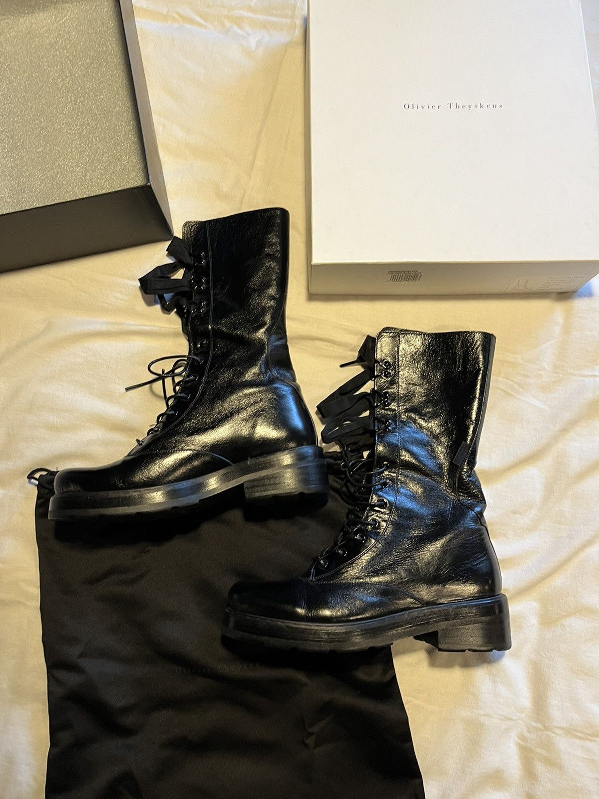 Olivier Theyskens Olivier Theyskens leather combat boots. Size US 10 / IT 40 - 2 Thumbnail