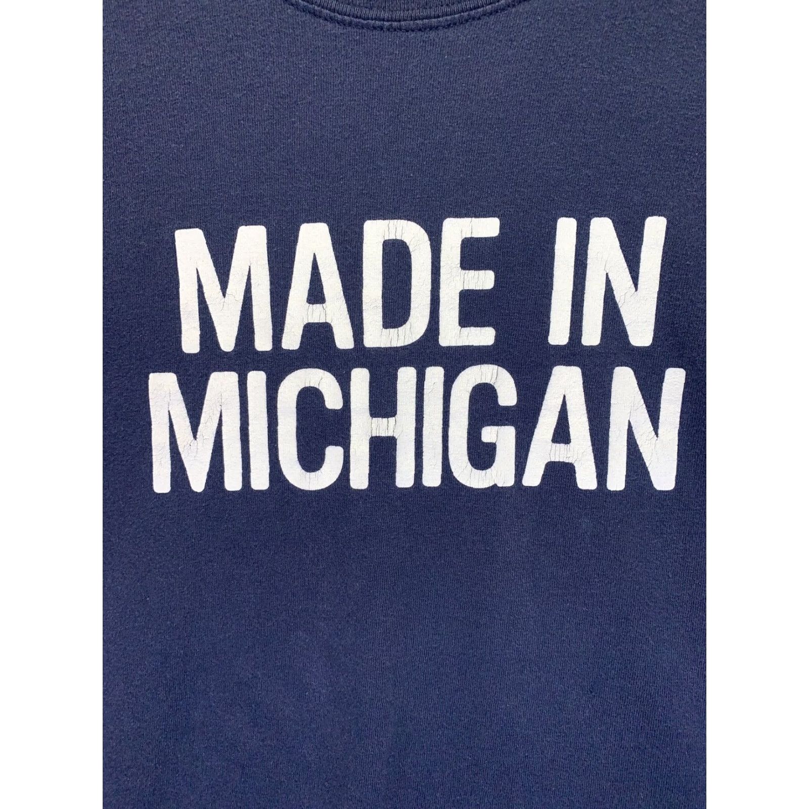 Vintage VINTAGE Steve & Barry’s Made In Michigan Mens Blue Distressed Graphic Shirt M Mens Short Sleeve Crew Neck Cotton Size US M / EU 48-50 / 2 - 6 Thumbnail