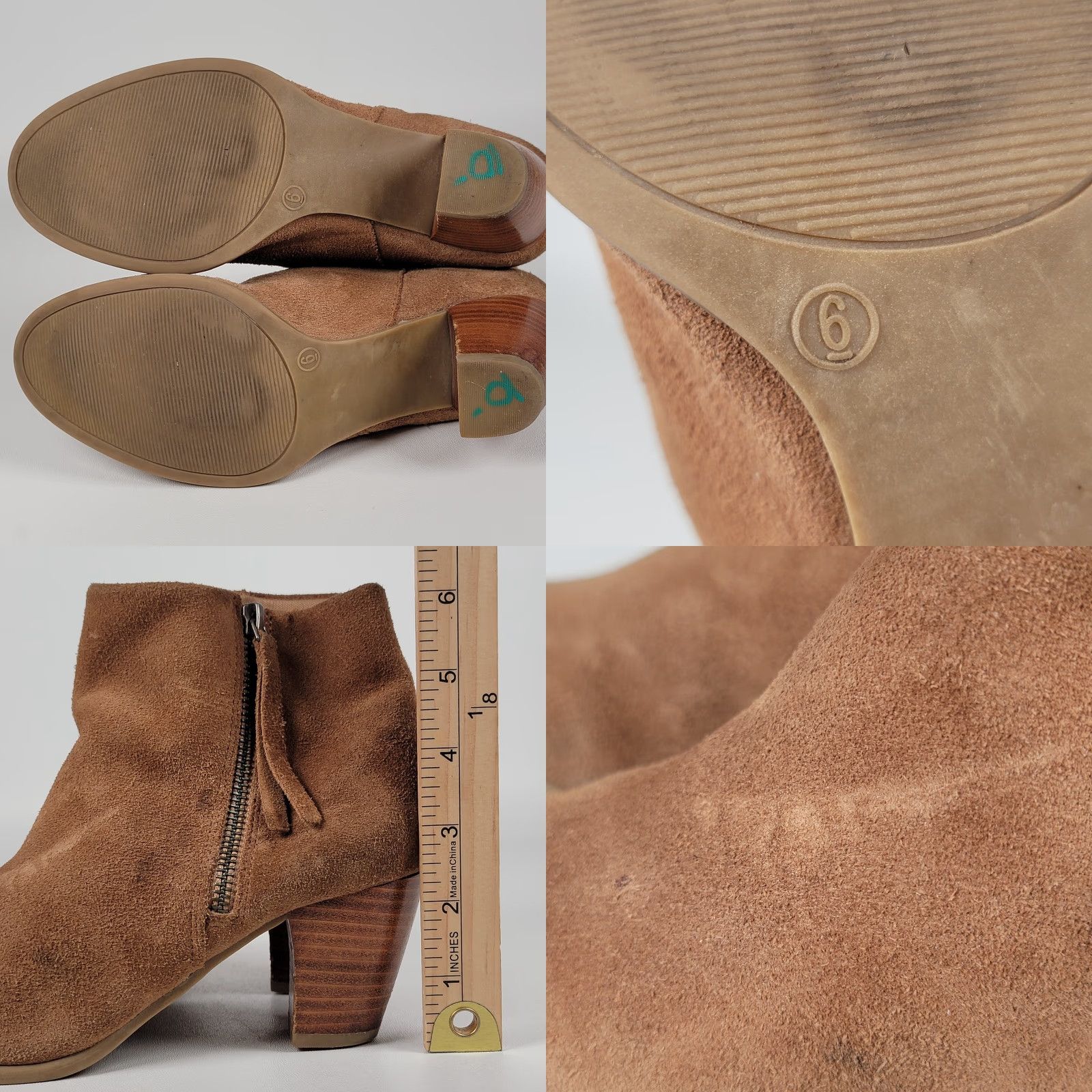 Camel Bass Women's Bridget Boots Size 6 Tan Camel Suede Block Heel Boho Comfy Bootie Size US 6 / IT 36 - 8 Thumbnail