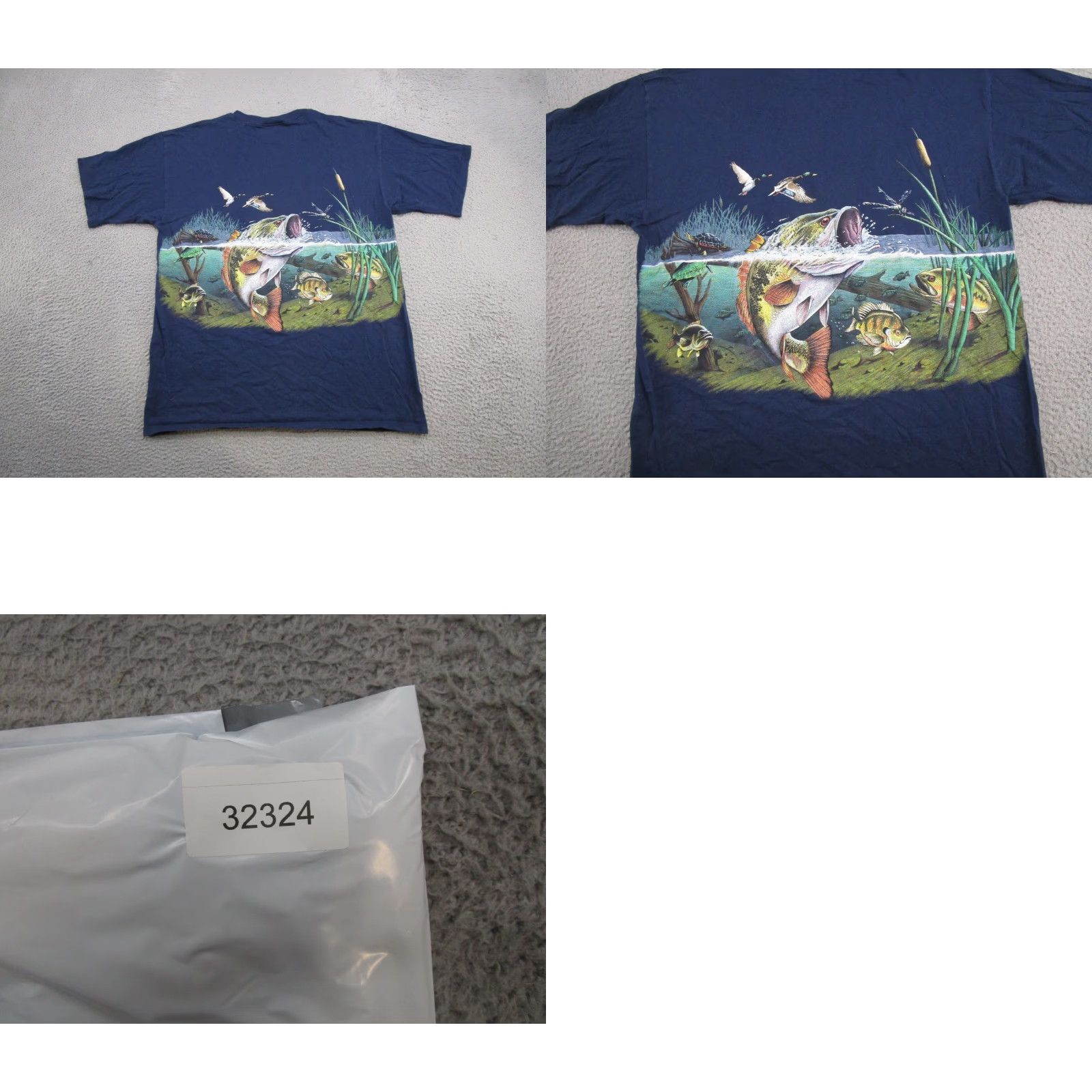 Vintage VTG H.L. Miller Mens Fishing Bass Graphic USA Made T-Shirt Size L Blue Cotton Knit Short Sleeve Crew Neck Vintage Mens Shirts 90s USA Fish Outdoor Size US L / EU 52-54 / 3 - 8 Thumbnail