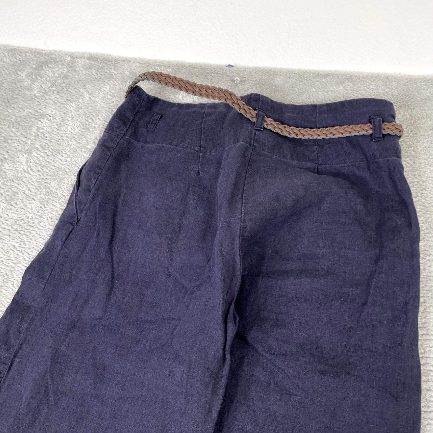 H&M H&M Pants 4 (26x29.5) Purple Linen Wide Leg Coastal Boho Braided Belt Womens Size 27" / US 4 / IT 40 - 7 Thumbnail