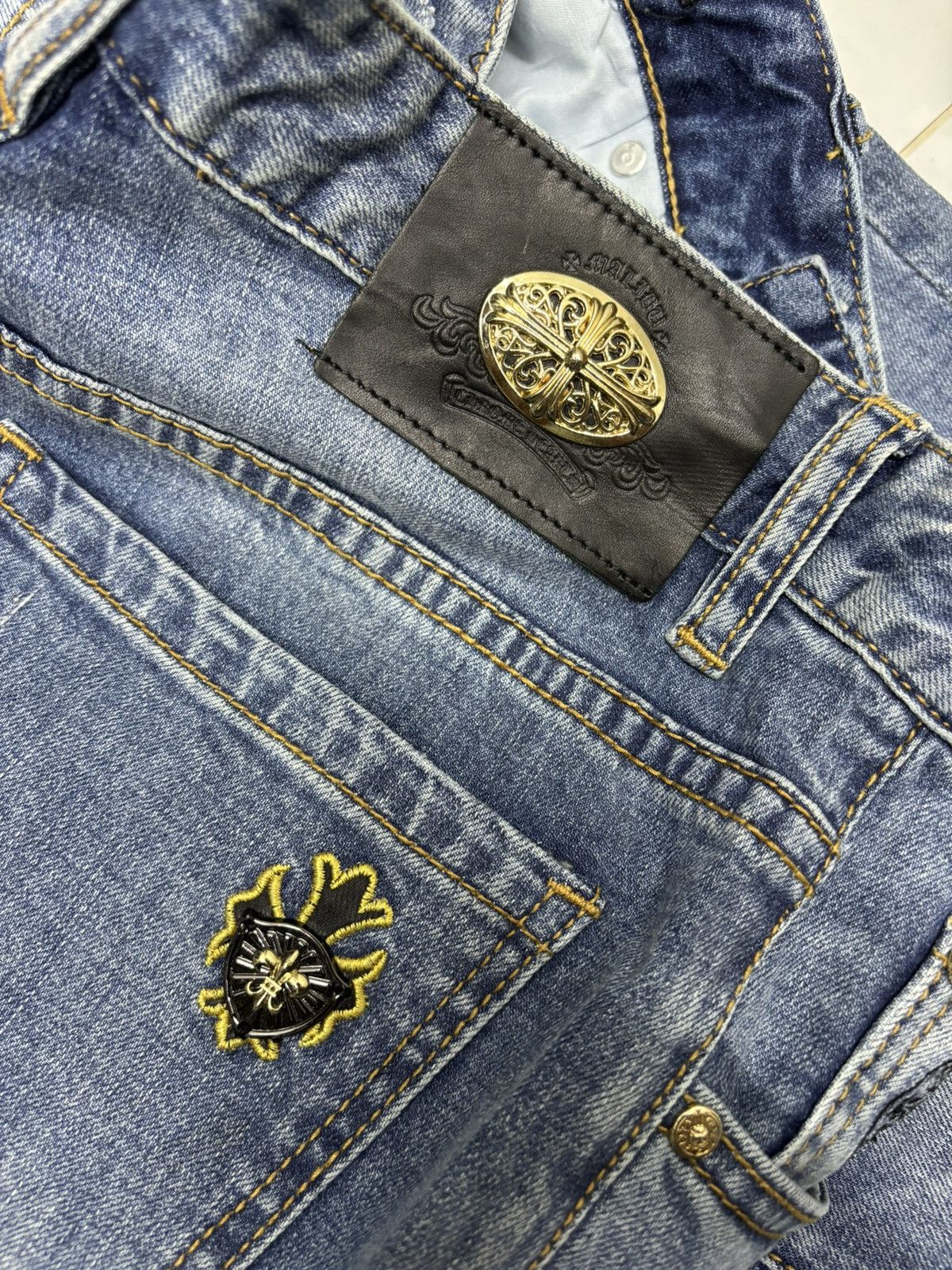4GSELLER Chrome Hearts Symbol Jeans by Amarone Distressed Denim Size US 30 / EU 46 - 12 Thumbnail