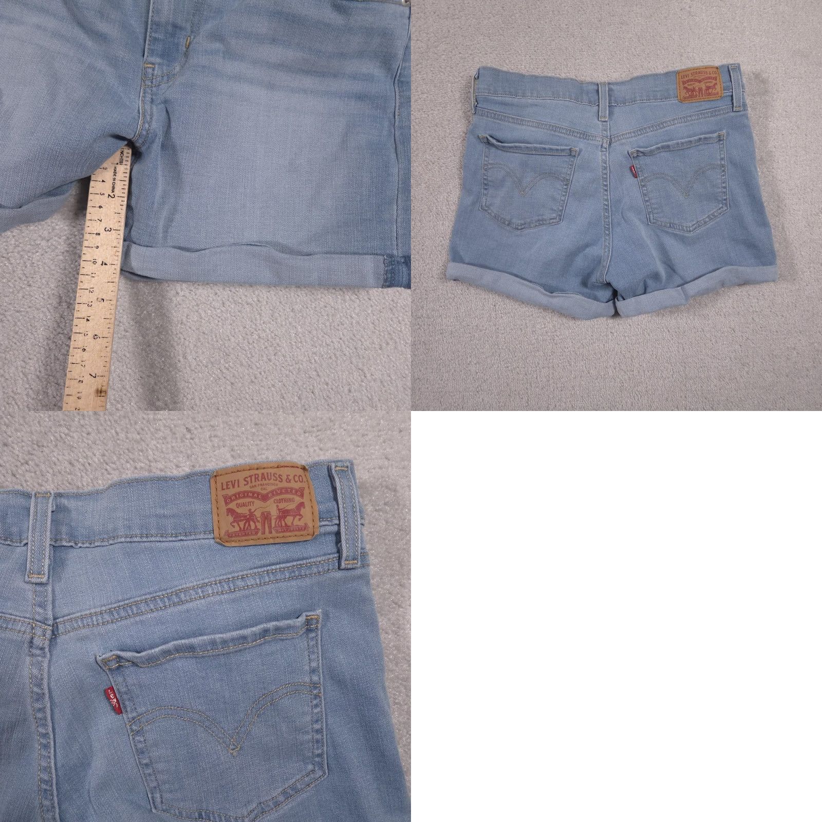 Levi's Levi's Bermuda Shorts Womens 29 Blue Mid Length Cuffed Denim Casual Stretch Polyester Cotton Spandex Size 29" - 9 Thumbnail
