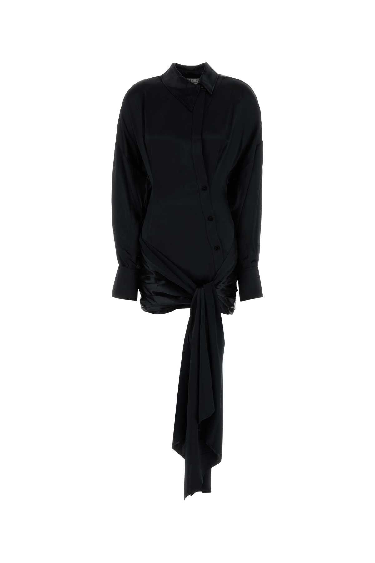 The Attico Black Satin Shirt Dress Size S / US 4 / IT 40 - 1 Thumbnail