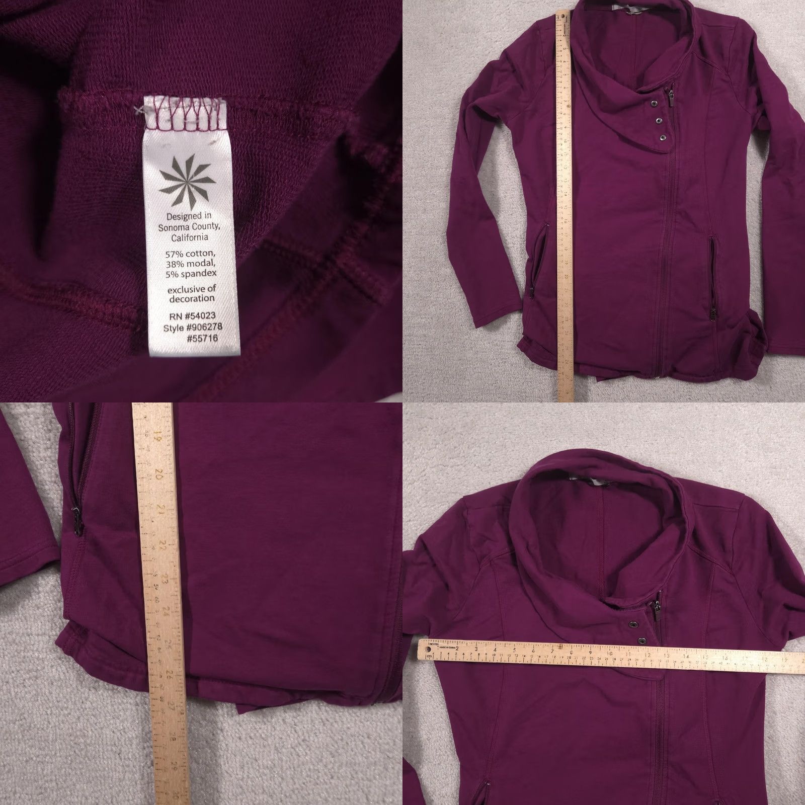 Athleta Athleta Jacket Womens Medium Purple Funnel Neck Full Zip Peplum Hem Jersey Knit Size M / US 6-8 / IT 42-44 - 8 Thumbnail