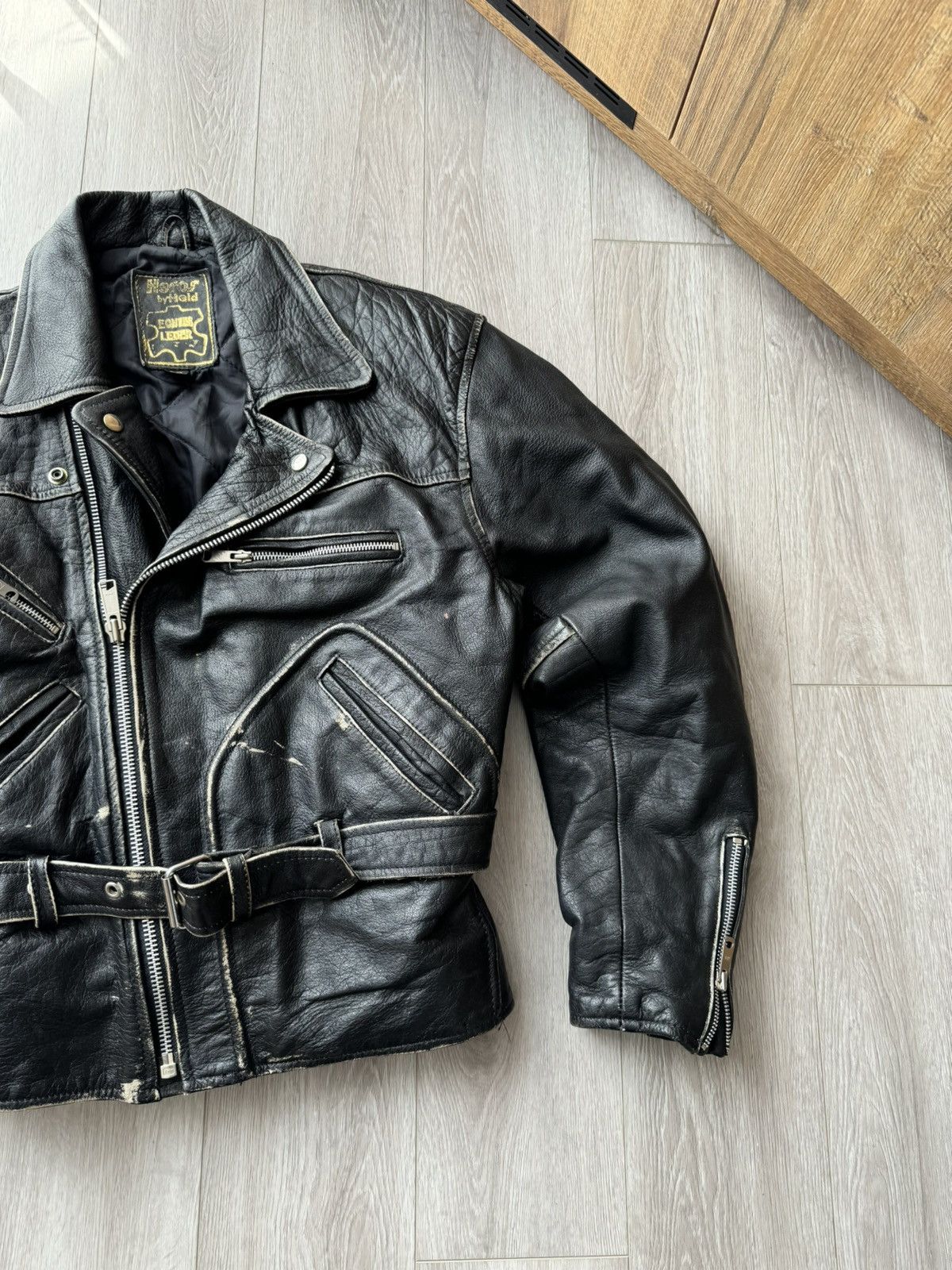 Vintage RARE 🔥 VINTAGE 90S FAST BLACK LEATHER MOTO BIKER JACKET Size US L / EU 52-54 / 3 - 3 Thumbnail