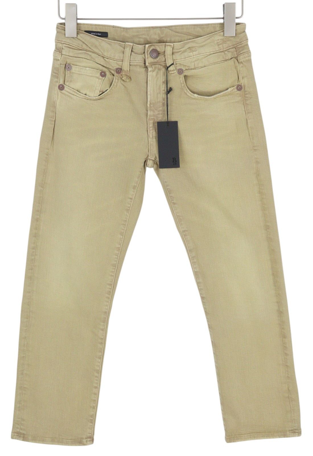 R13 BOY STRAIGHT 26 Khaki Stretchy Washed Ankle Logo 86295 Size 26" / US 2 / IT 38 - 3 Thumbnail