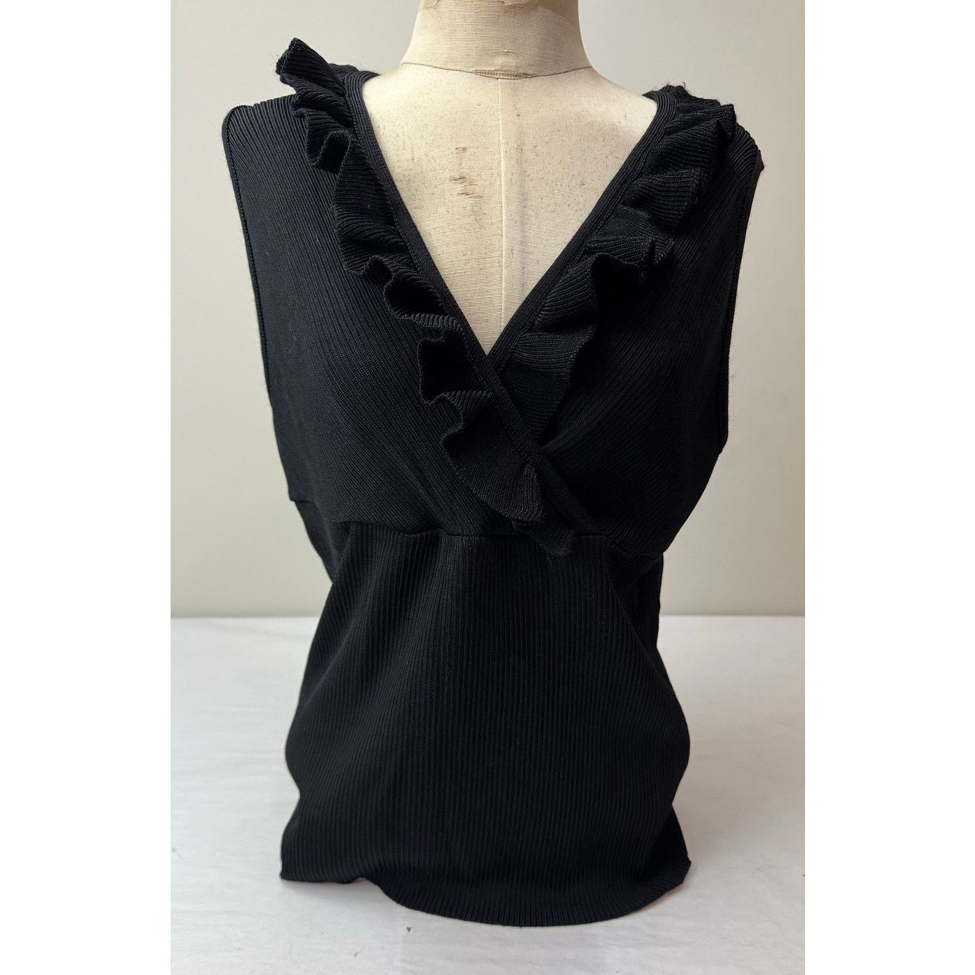Other Vintage Y2K Cinched Black Ruffled Black Blouse Large Size L / US 10 / IT 46 - 1 Thumbnail
