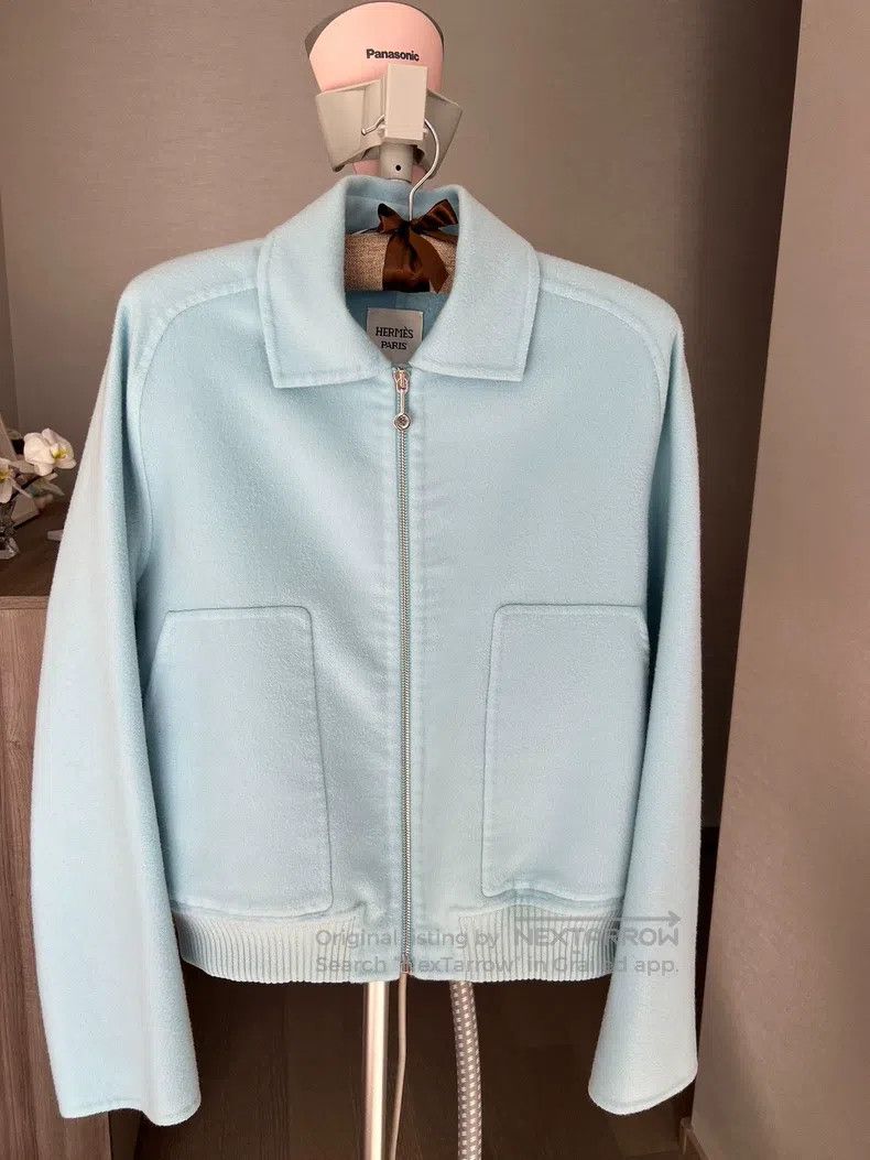 Hermes Hermes Jacquard Zip-Up Jacket, baby blue Size XS / US 0-2 / IT 36-38 - 1 Thumbnail