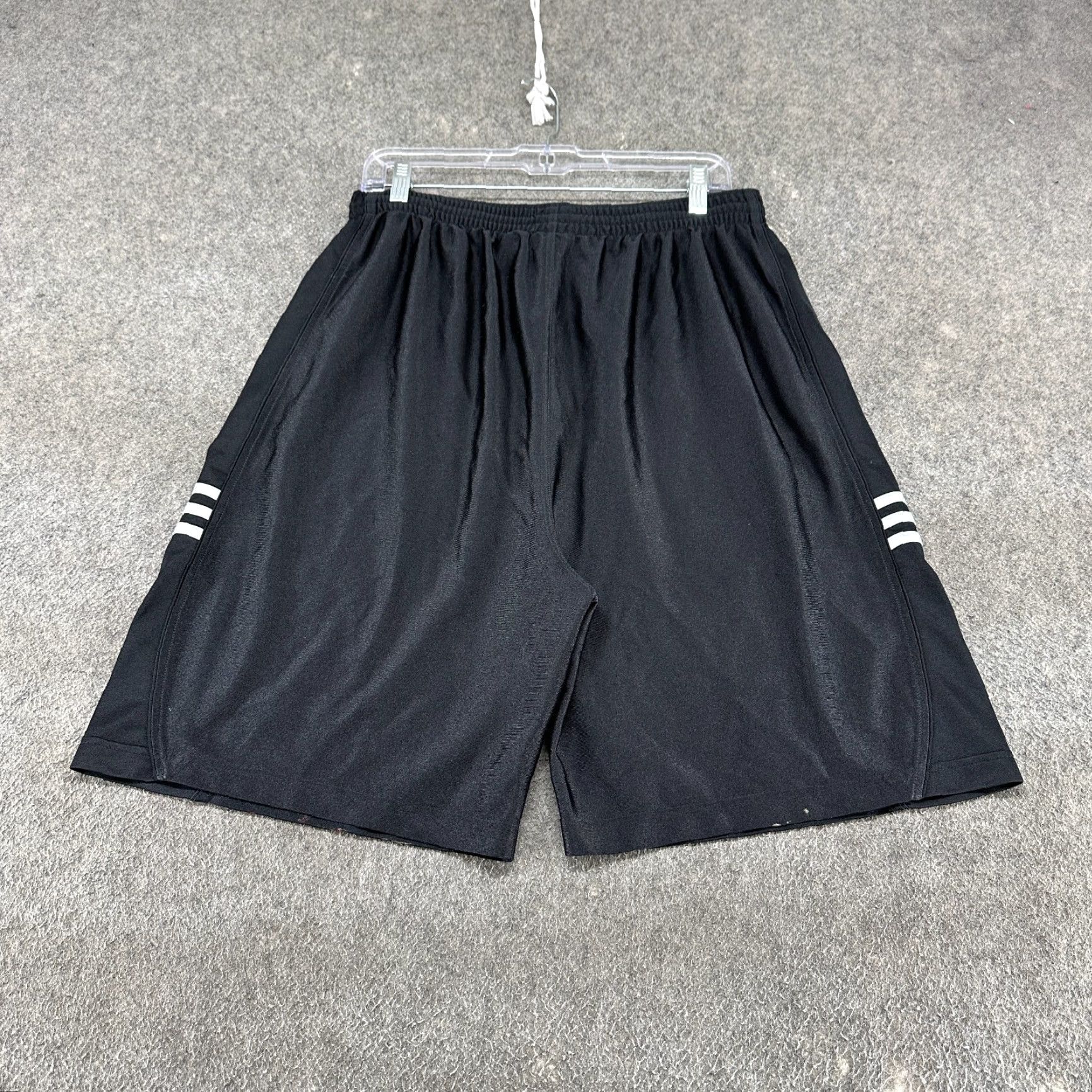Adidas VINTAGE Adidas Shorts Mens L Black White Basketball Stripe Shiny Swishy Y2K Size US 33 - 7 Thumbnail