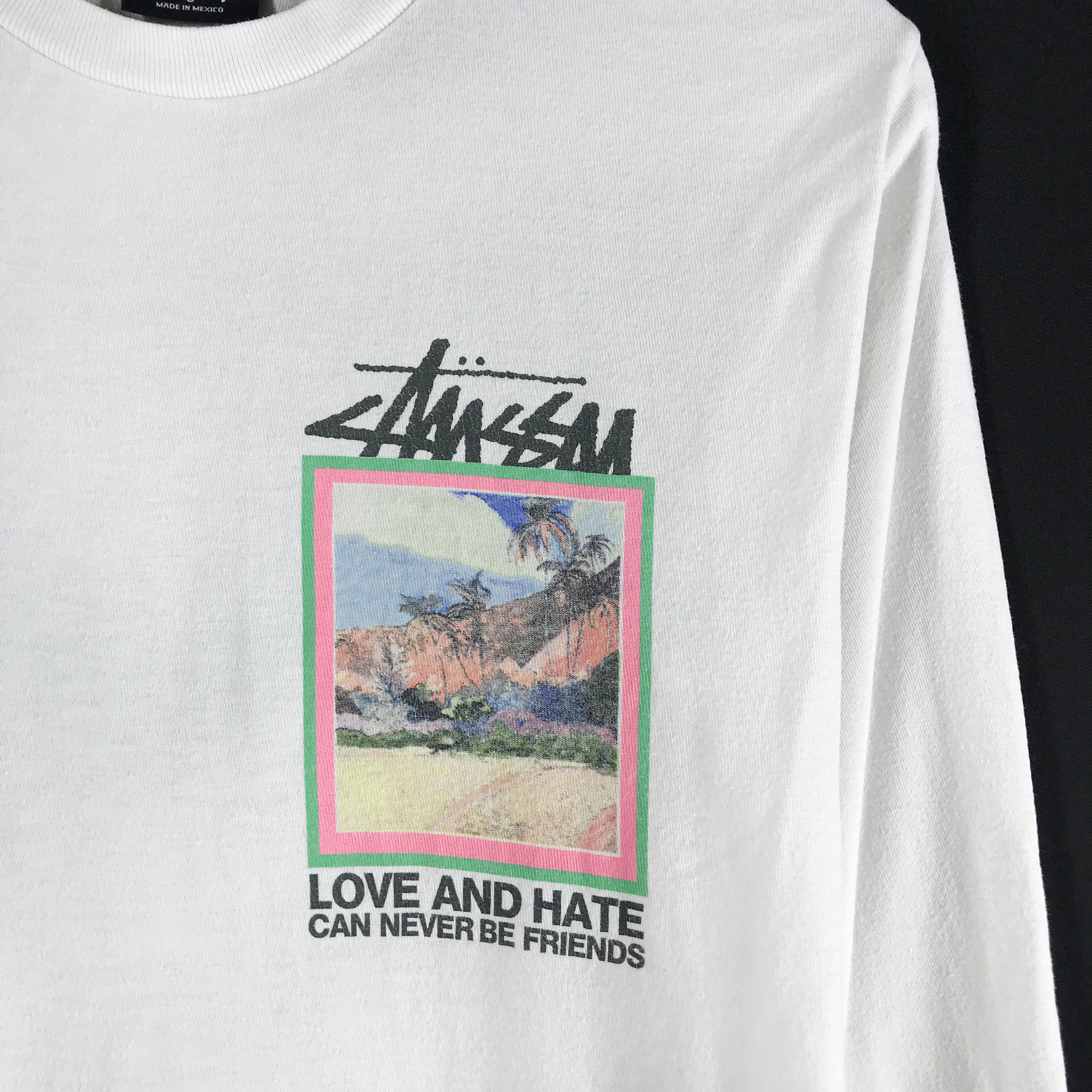 Stussy × Vintage VTG Stussy Long Sleeve White T-Shirt Hate and Love Size S Size US S / EU 44-46 / 1 - 3 Thumbnail