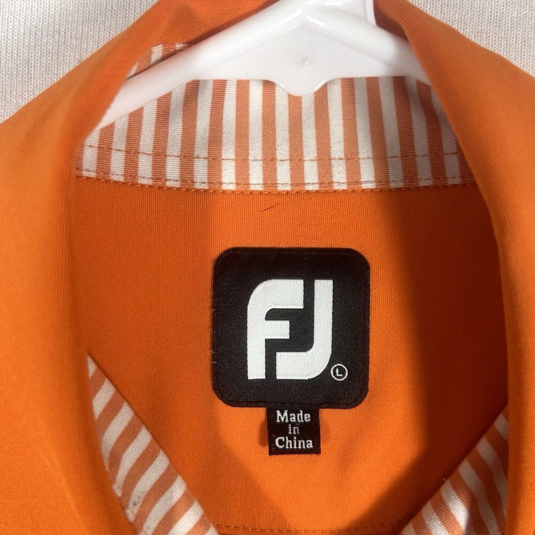 Footjoy FootJoy Polo Shirt Mens L Short Sleeve Pullover Orange Striped Golf Casual S/S FJ Shirt Mens ORANGE Striped Golf Polo Shirt Men L Size US L / EU 52-54 / 3 - 3 Thumbnail