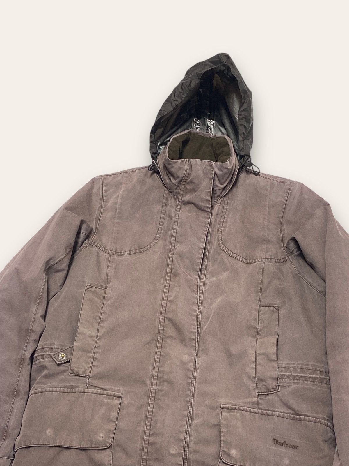 Barbour Vintage BARBOUR Faded Brown Hooded Shell Jacket Waterproof Size US M / EU 48-50 / 2 - 2 Thumbnail