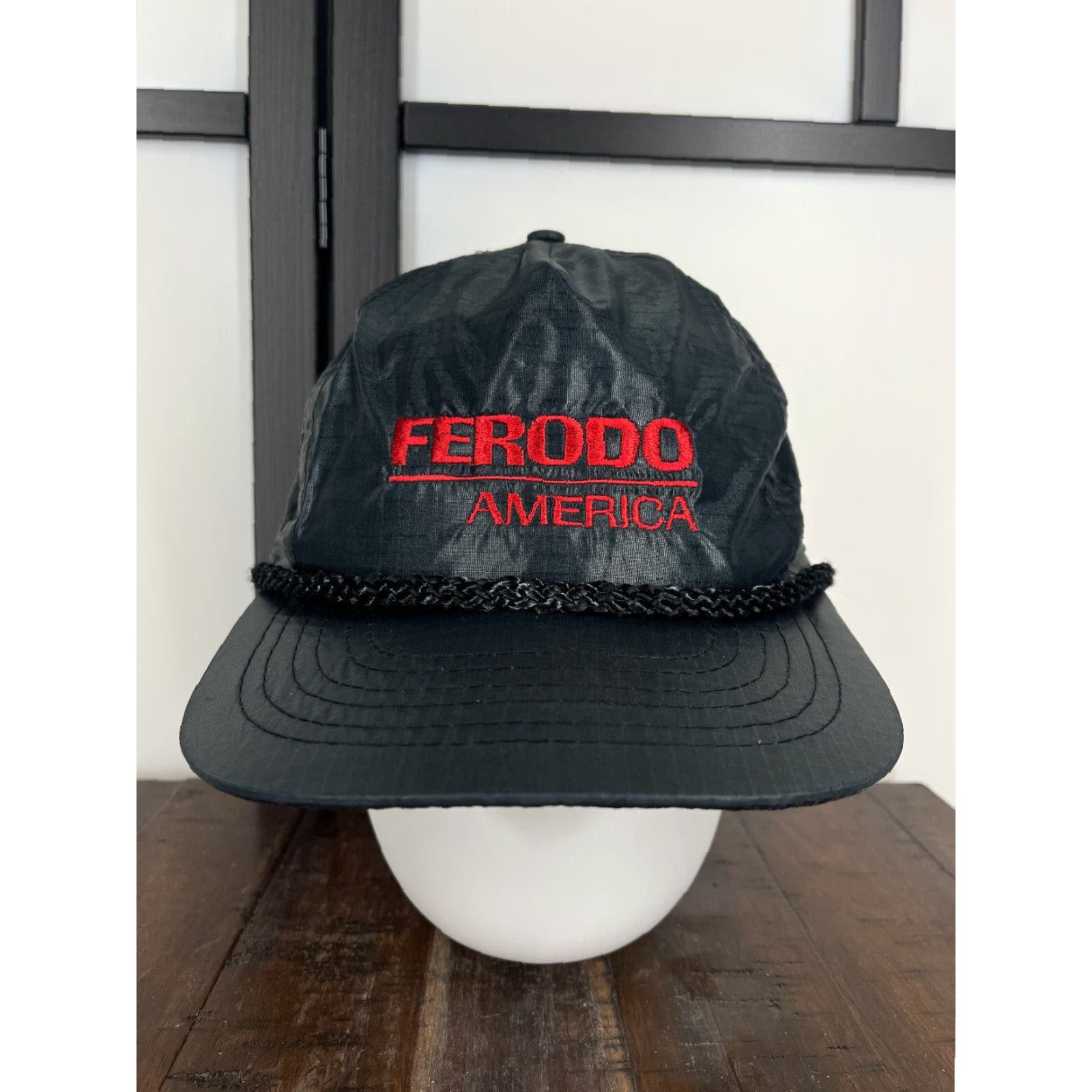 Vintage VINTAGE Ferodo America Hat Cap Snap Back Adult One Size Black Nylon 90's Look Size ONE SIZE - 2 Thumbnail